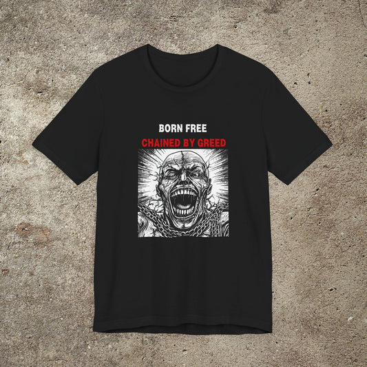 Chained By Greed Graphic Unisex Top, Activist Shirt, Radical Print Tee