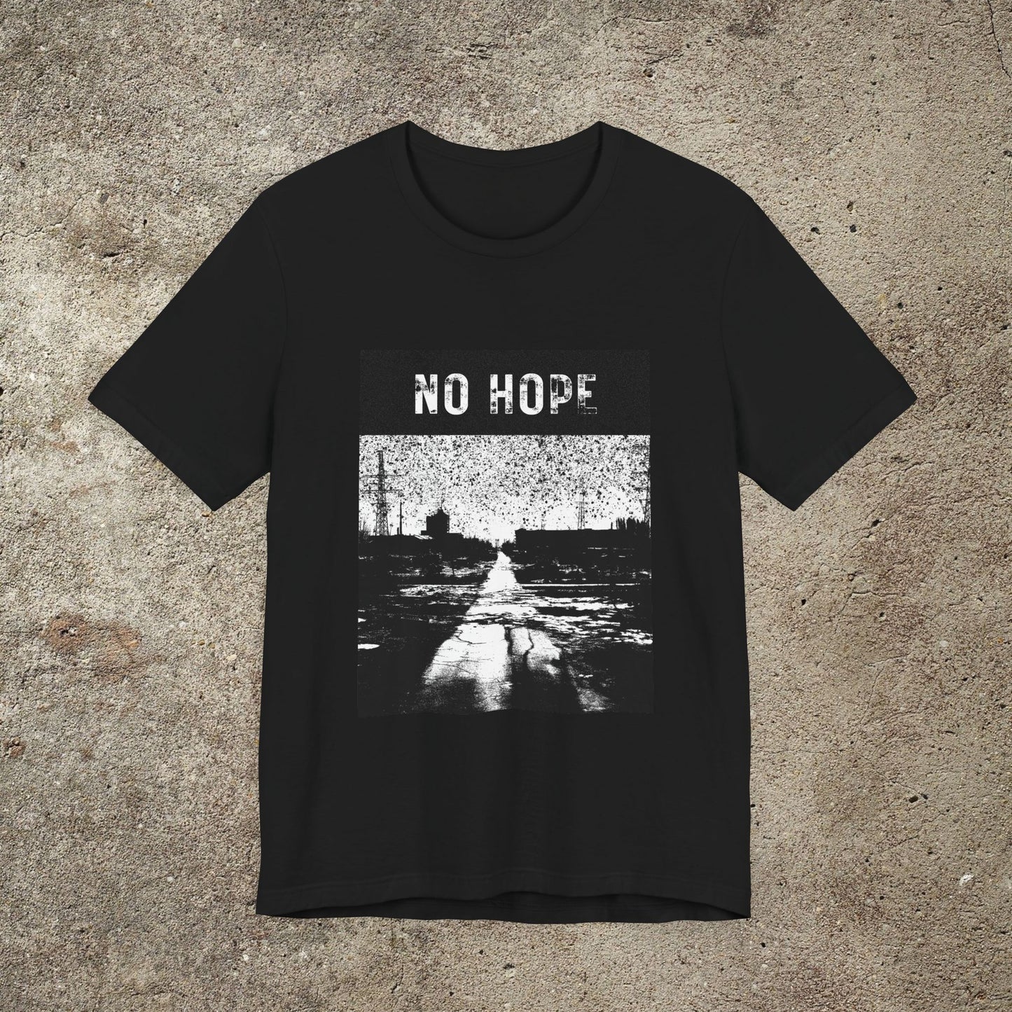 NO HOPE Graphic Unisex Top, Apocalyptic Futuristic Print Tee, Industrial Print T-Shirt