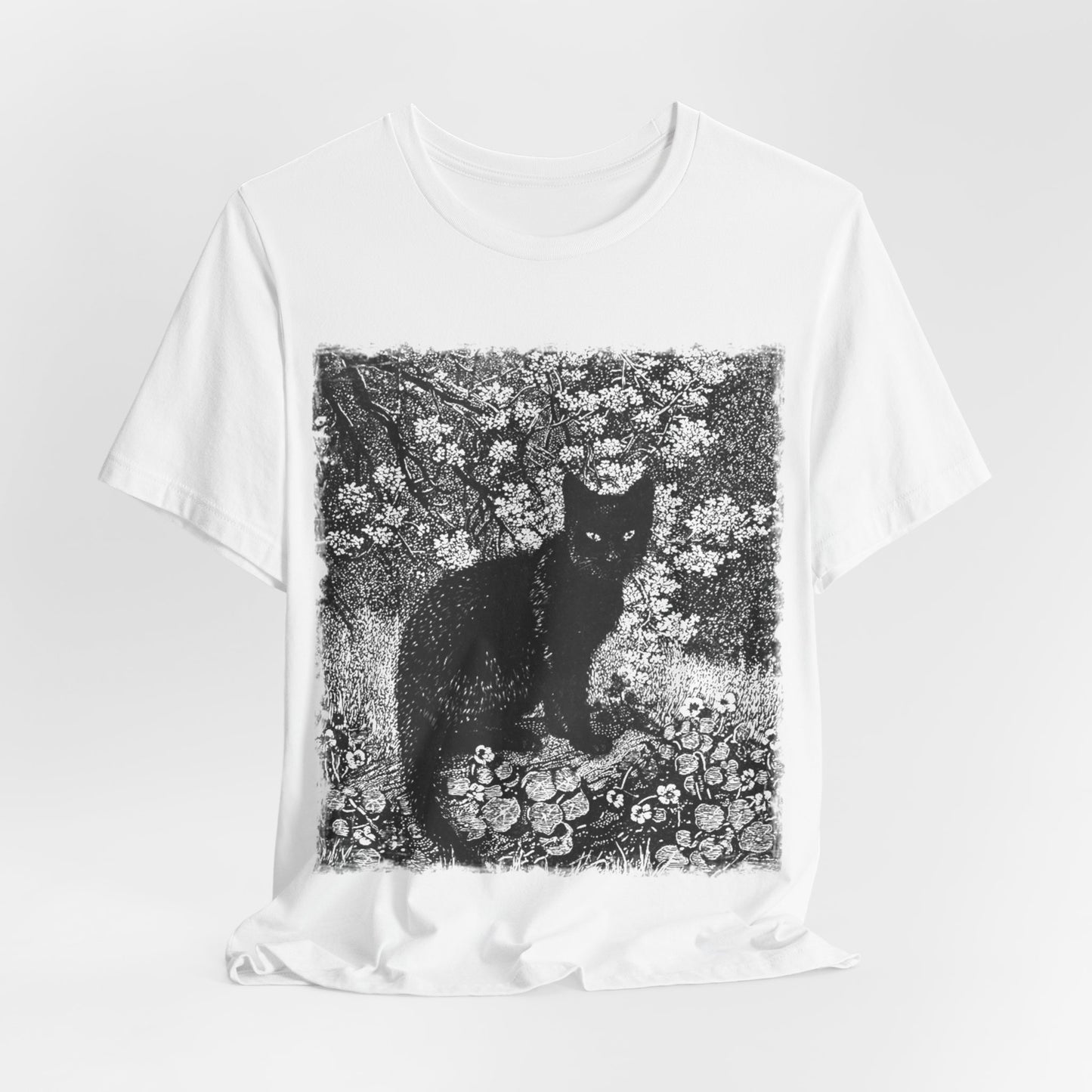 Black Cat, The Witch, Vintage Engraving Graphic Print, Occult Witchy Unisex Top, Cat Lover Print Tee