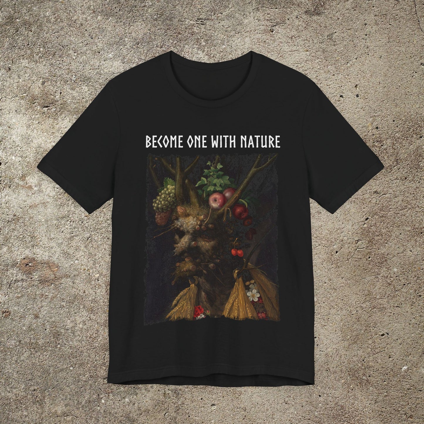Become One With Nature Graphic Print Tee, Pagan Print Unisex T-Shirt, Medieval Nature Lover Top
