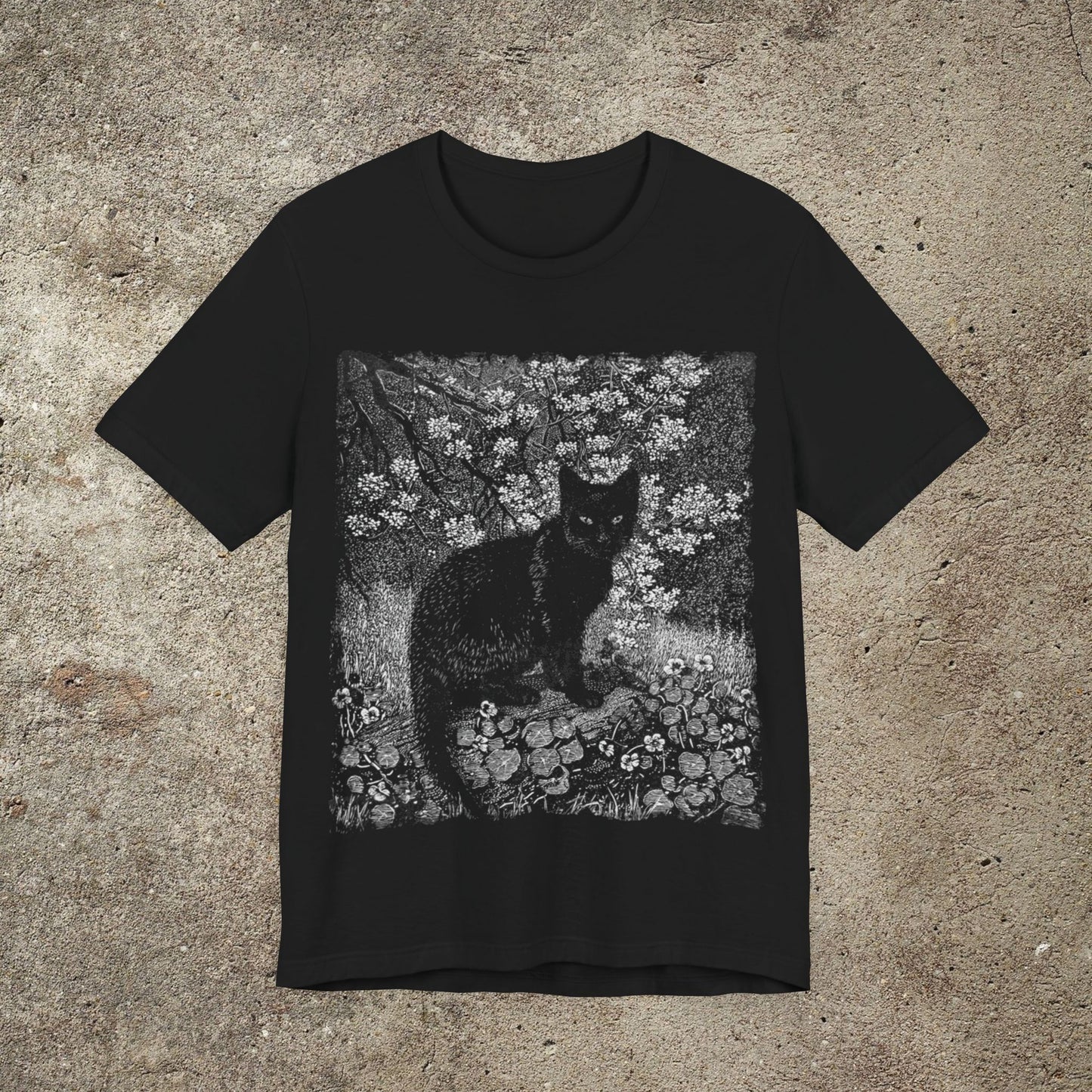 Black Cat, The Witch, Vintage Engraving Graphic Print, Occult Witchy Unisex Top, Cat Lover Print Tee