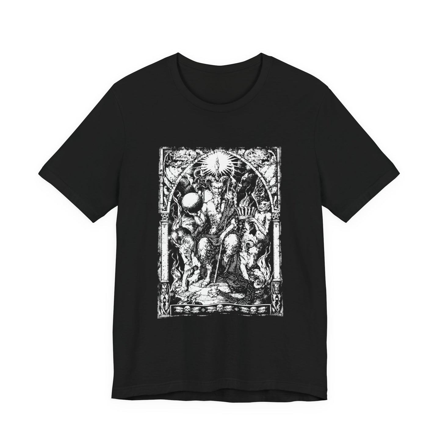 Satan Presiding on His Throne Graphic Print Tee, Occult Witchcraft Unisex T-Shirt