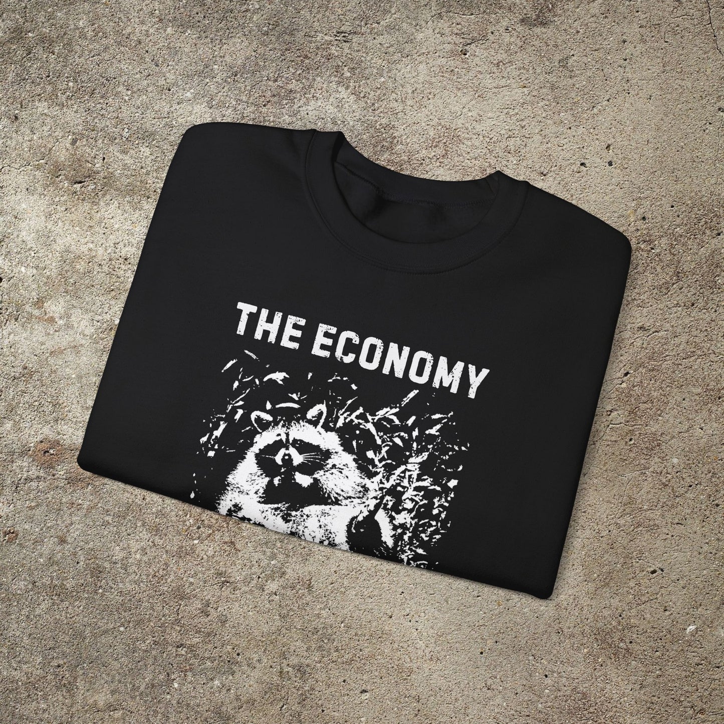 Anarchist Raccoon Economy is not my God Sweatshirt , Leftist Trash Punk Unisex Sweathirt, Anti Capitalist Graphic Top
