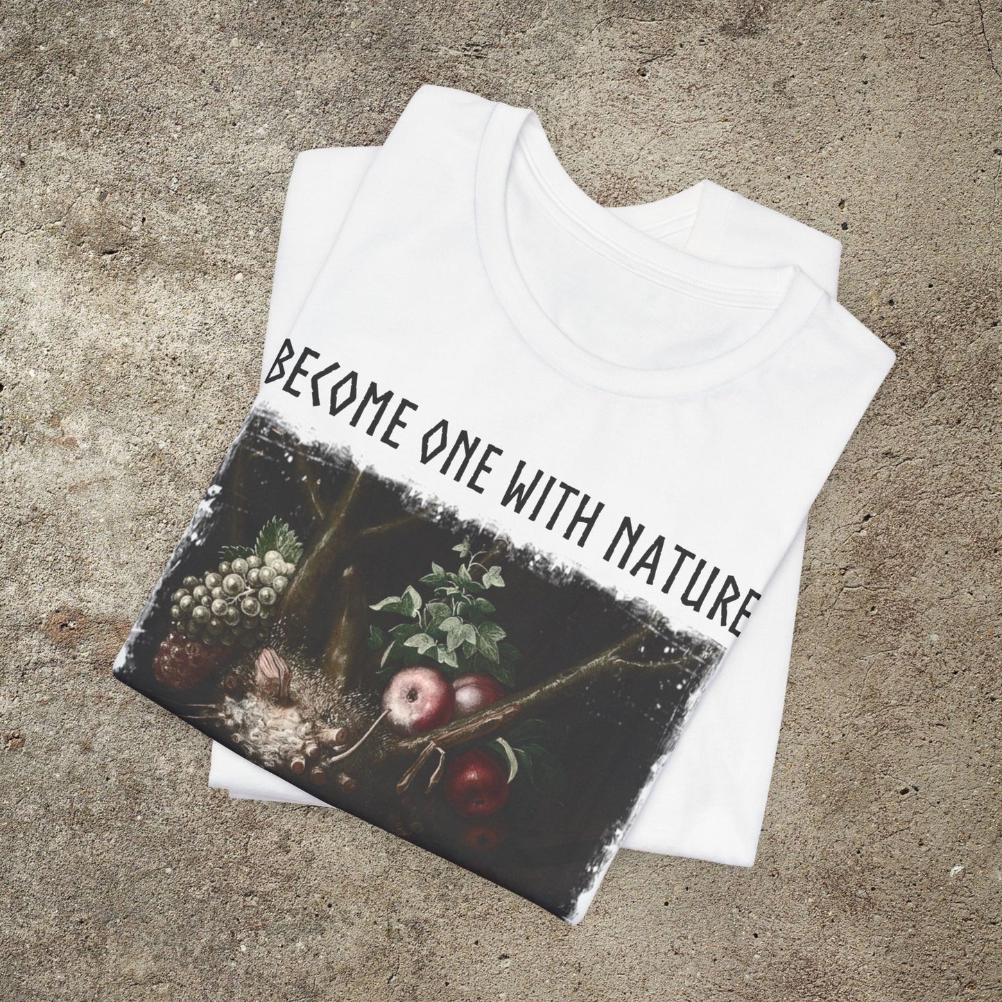Become One With Nature Graphic Print Tee, Pagan Print Unisex T-Shirt, Medieval Nature Lover Top
