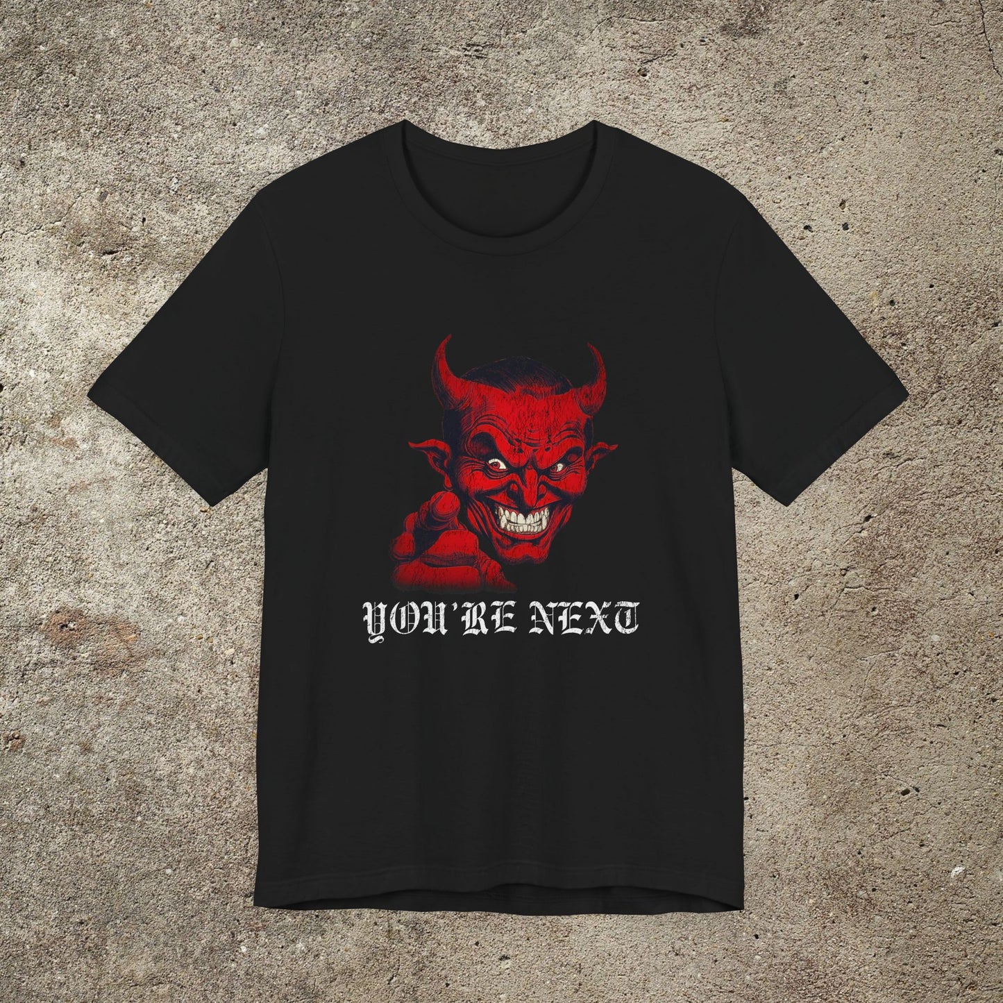 Red Devil Smiling Face Comic Funny Unisex Graphic Top, Occult Devil Satan Tee, Smiling Retro Satan Face T-Shirt