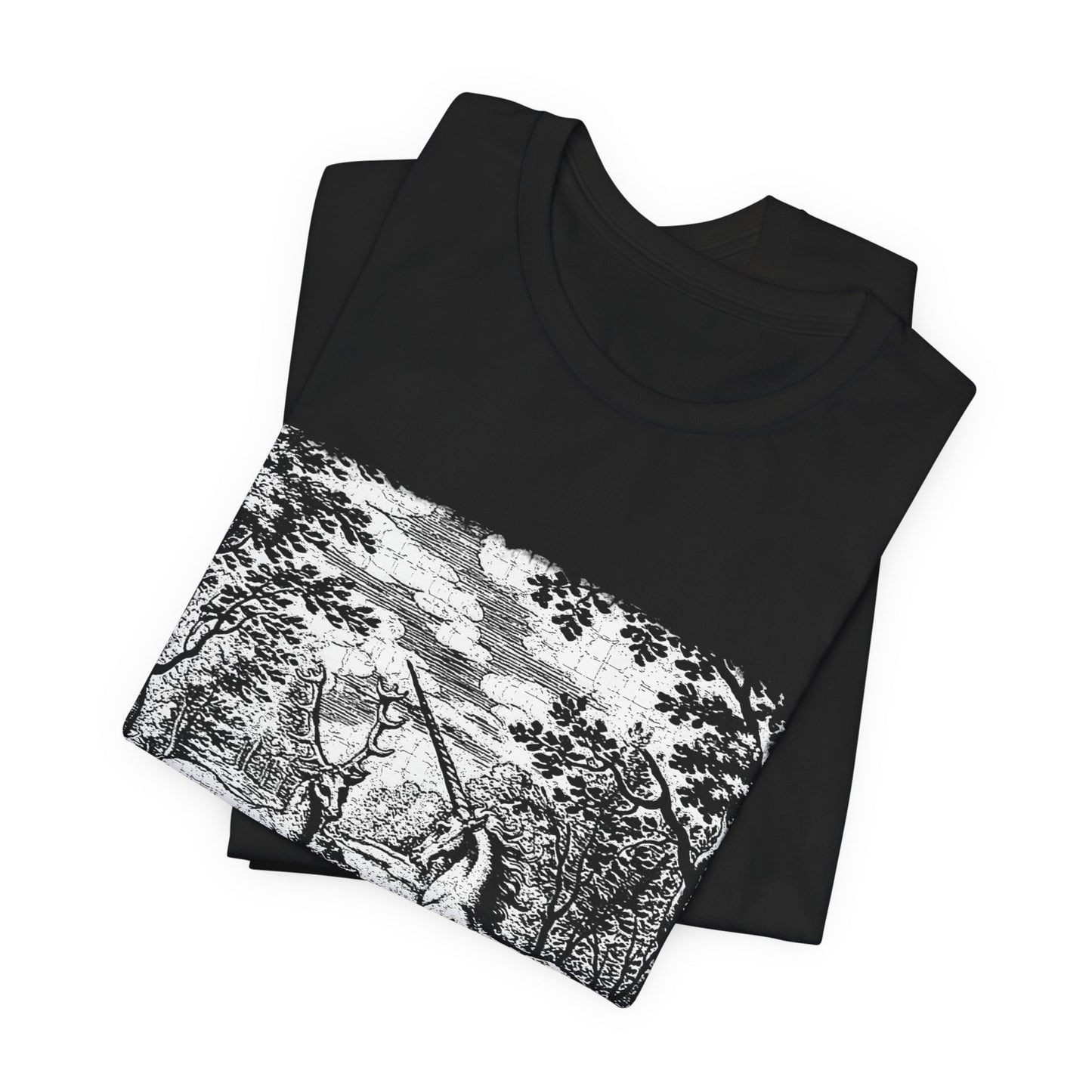 Alchemy Unicorn and a Deer Graphic Print T-Shirt, Mythical Creature Novelty Shirt, Unisex Top