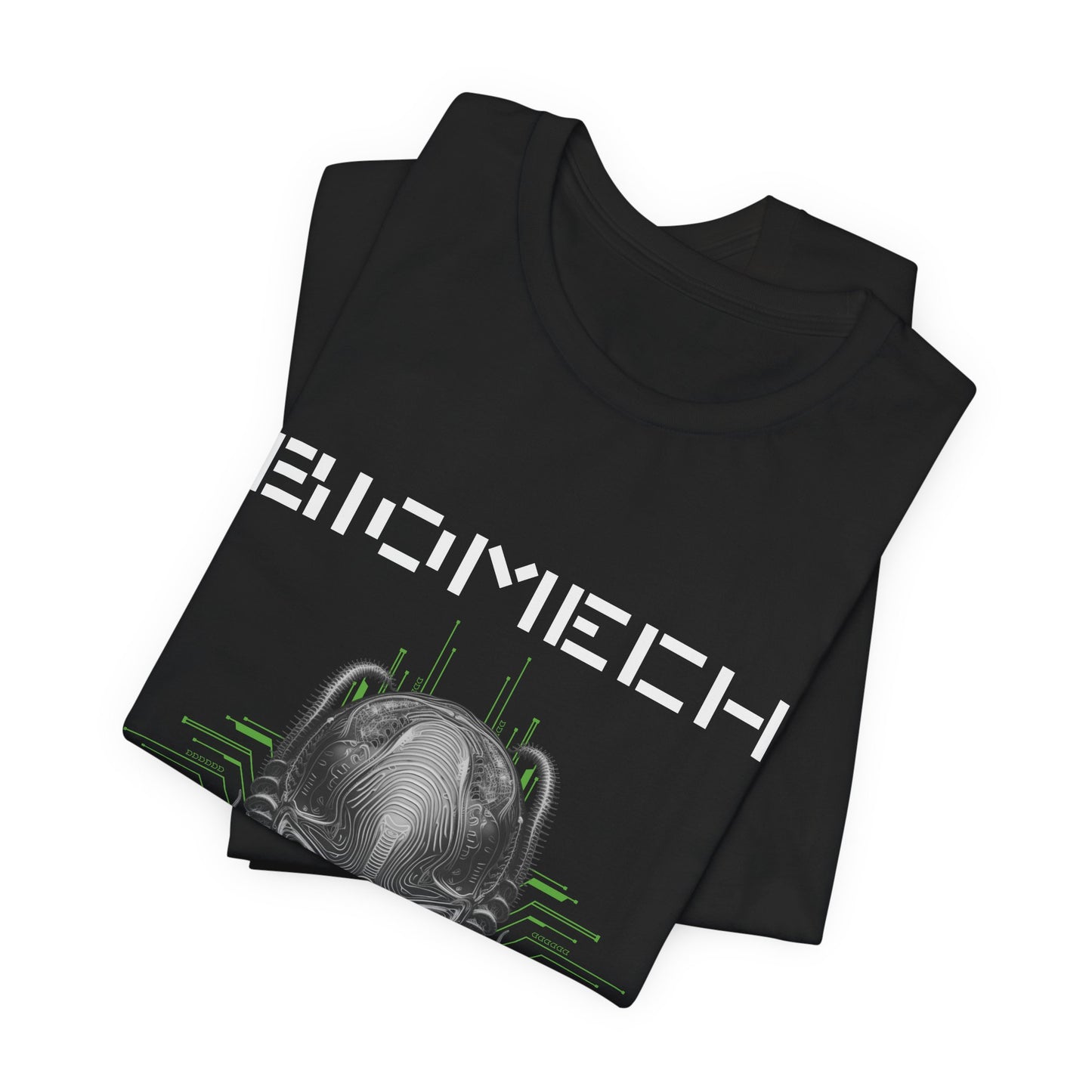 Biomechanoid Graphic Print T-Shirt, Cyborg Unisex Top, Futuristic Novelty Shirt