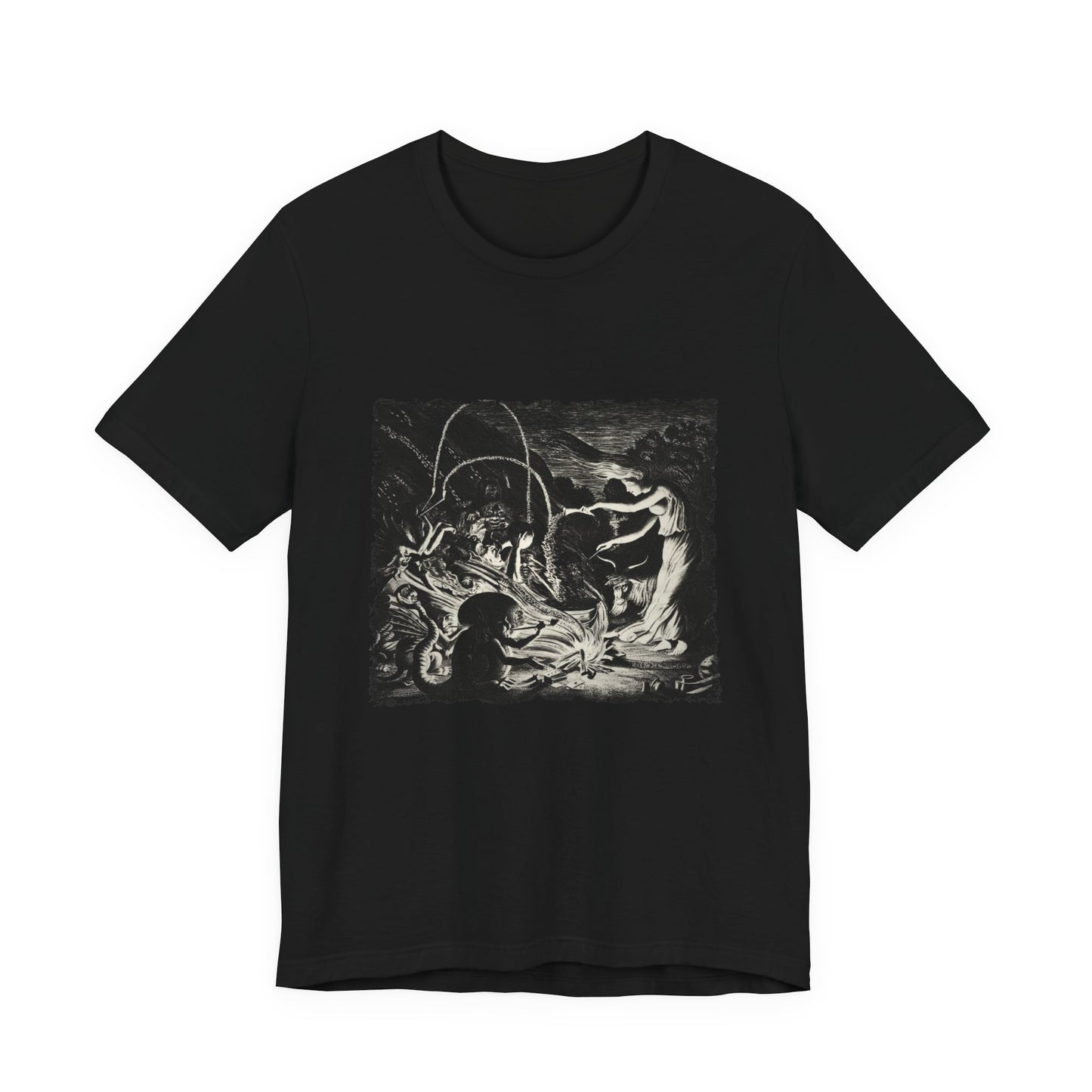 witchcraft graphic print t-shirt, occult tee, la sorcere, conjuring, witch print