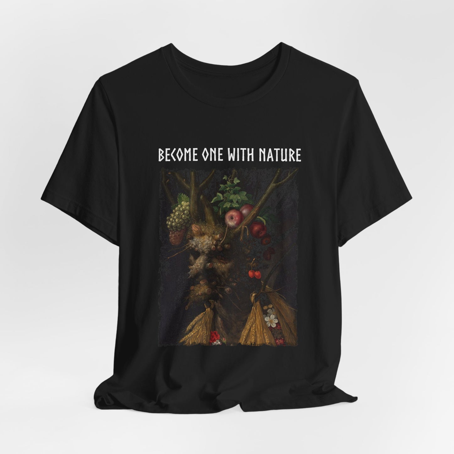 Become One With Nature Graphic Print Tee, Pagan Print Unisex T-Shirt, Medieval Nature Lover Top