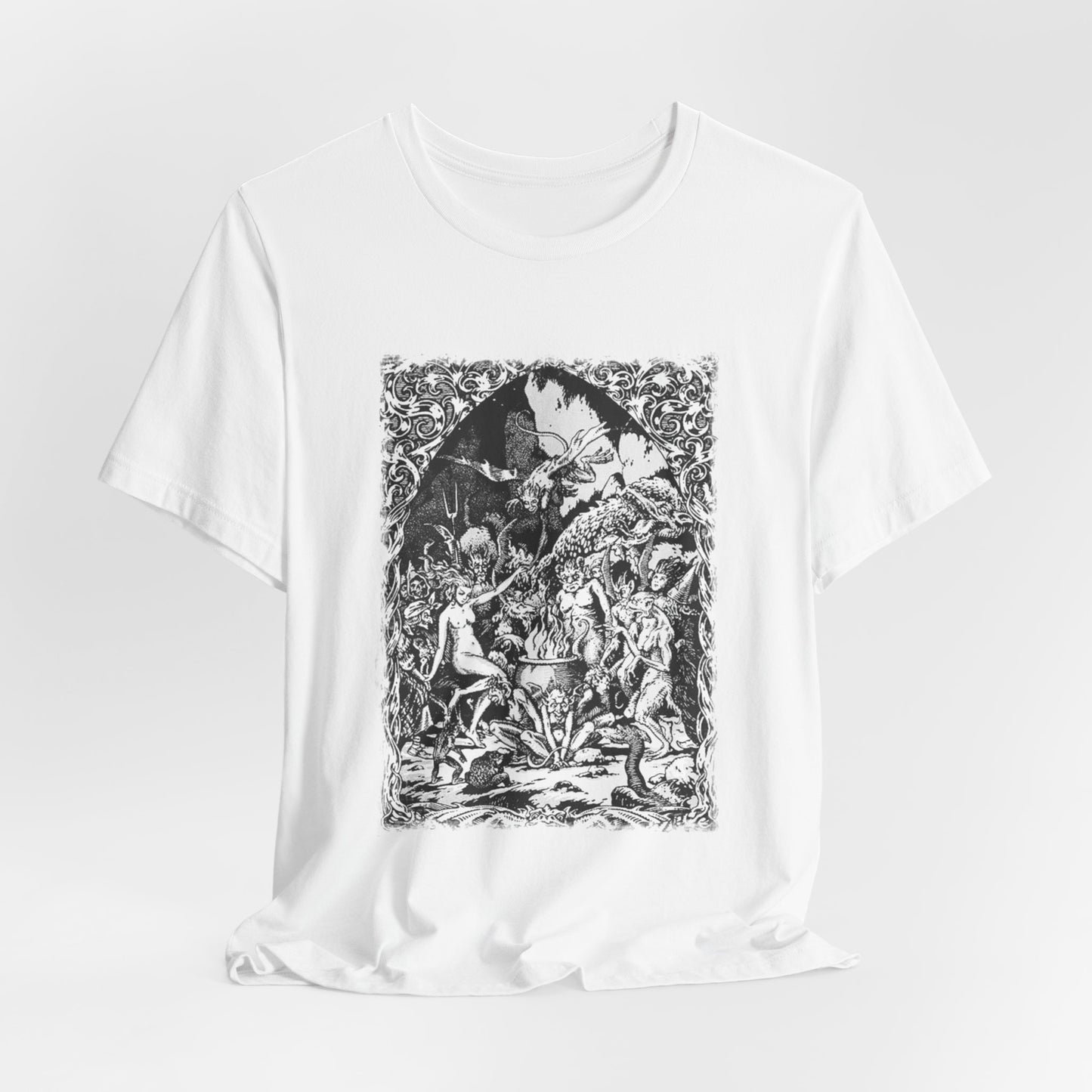 Witches Sabbat Dance, Occult Graphic T-Shirt, Satanist Unisex Tee, Gothic Medieval Print Top