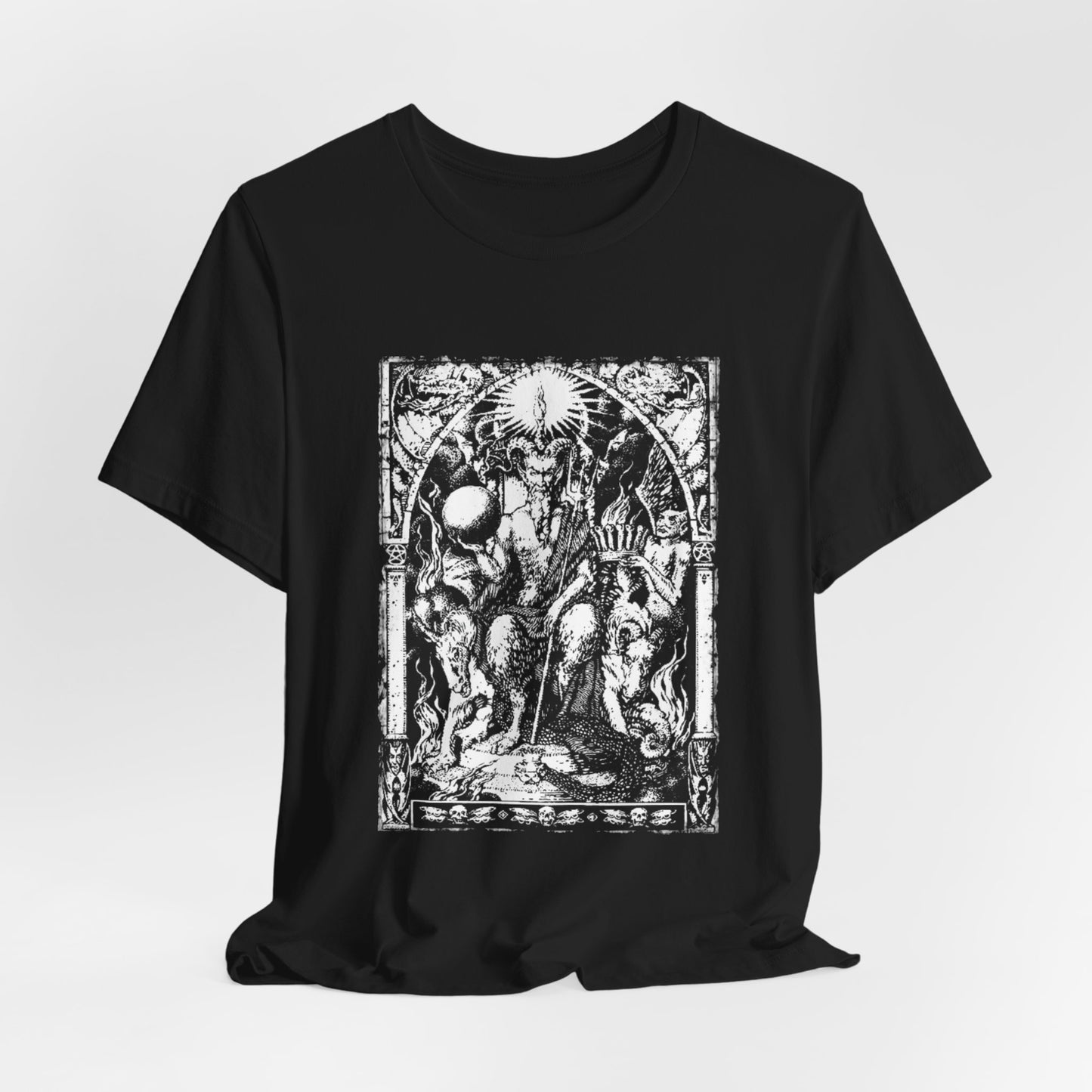 Satan Presiding on His Throne Graphic Print Tee, Occult Witchcraft Unisex T-Shirt