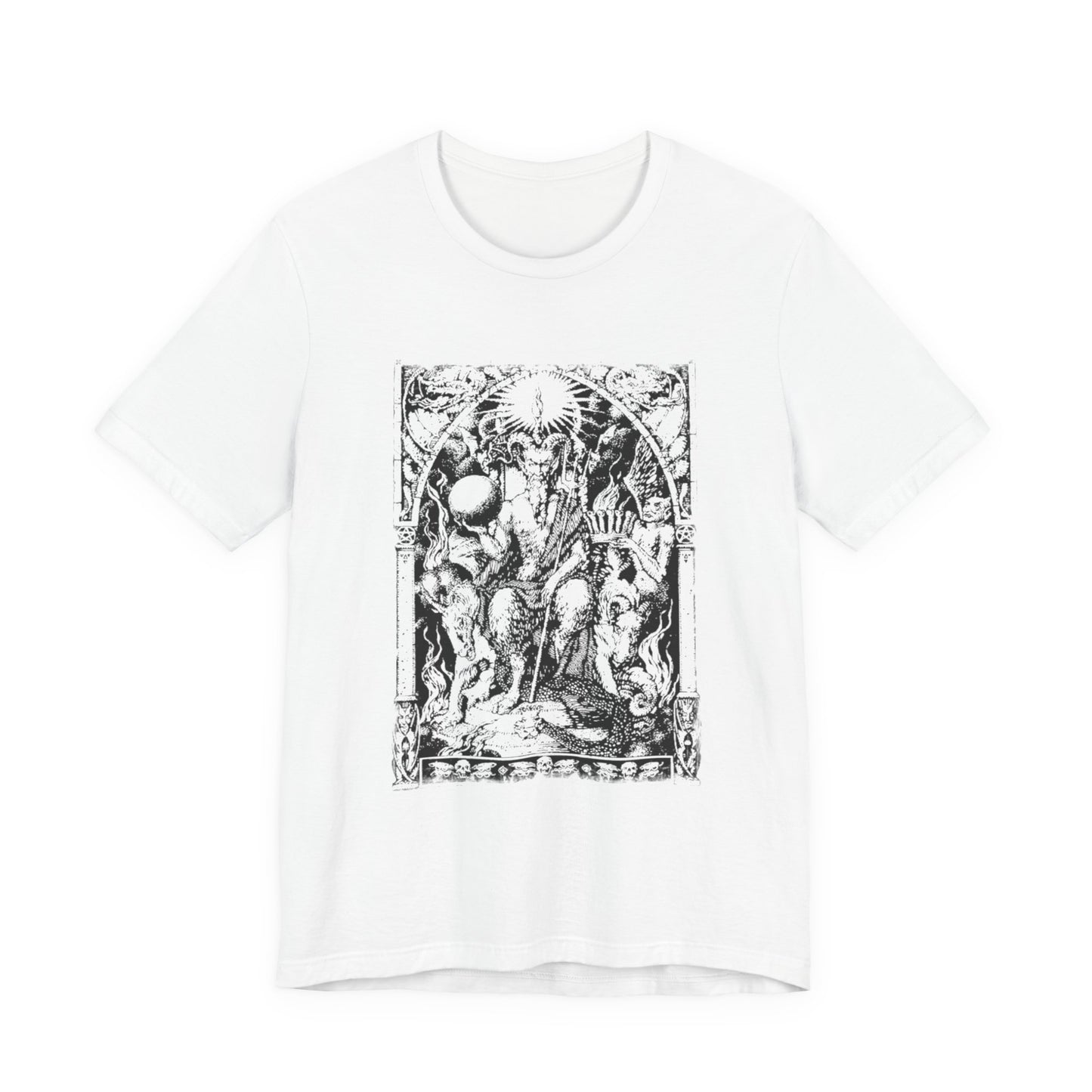 Satan Presiding on His Throne Graphic Print Tee, Occult Witchcraft Unisex T-Shirt
