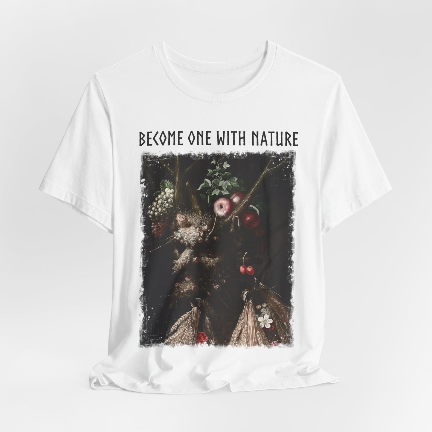 Become One With Nature Graphic Print Tee, Pagan Print Unisex T-Shirt, Medieval Nature Lover Top