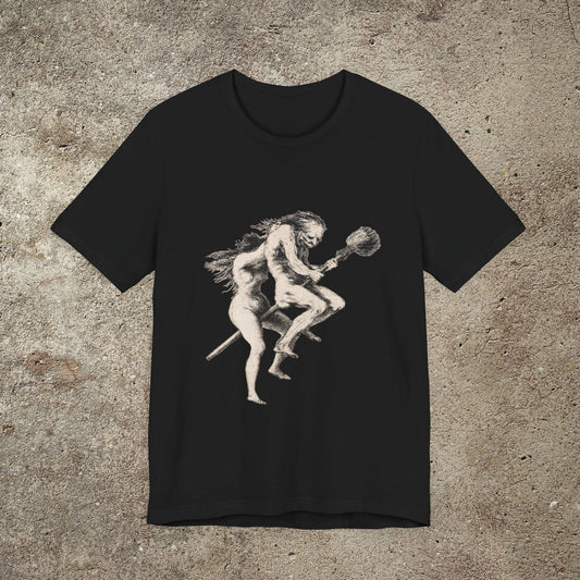 flying witches, witches on the broom,witchcraft, occult, pagan tshirt