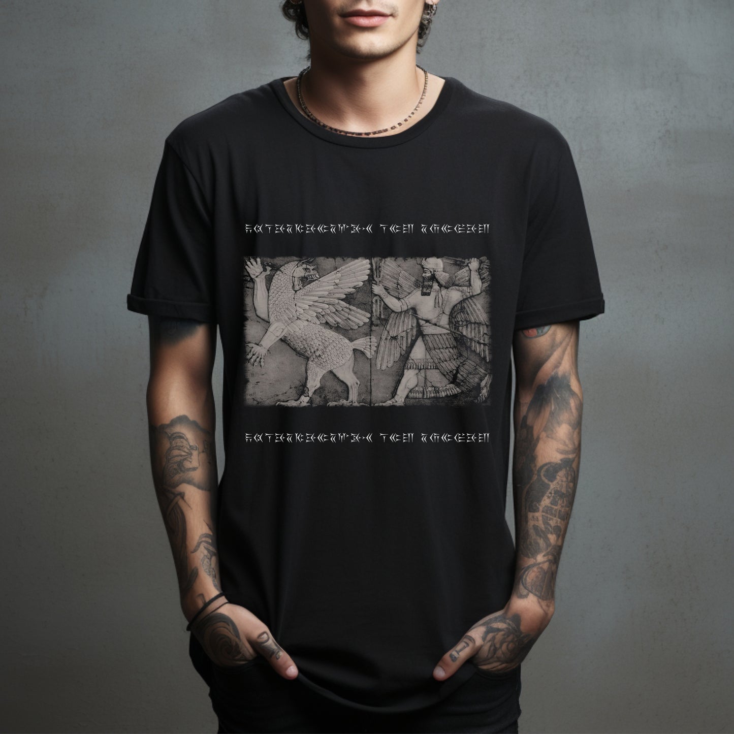 Chaos Monster & Sun God Shirt, Anunnaki Mythology Tee, Ancient Civilization Graphic, Unisex Mesopotamian Print Top