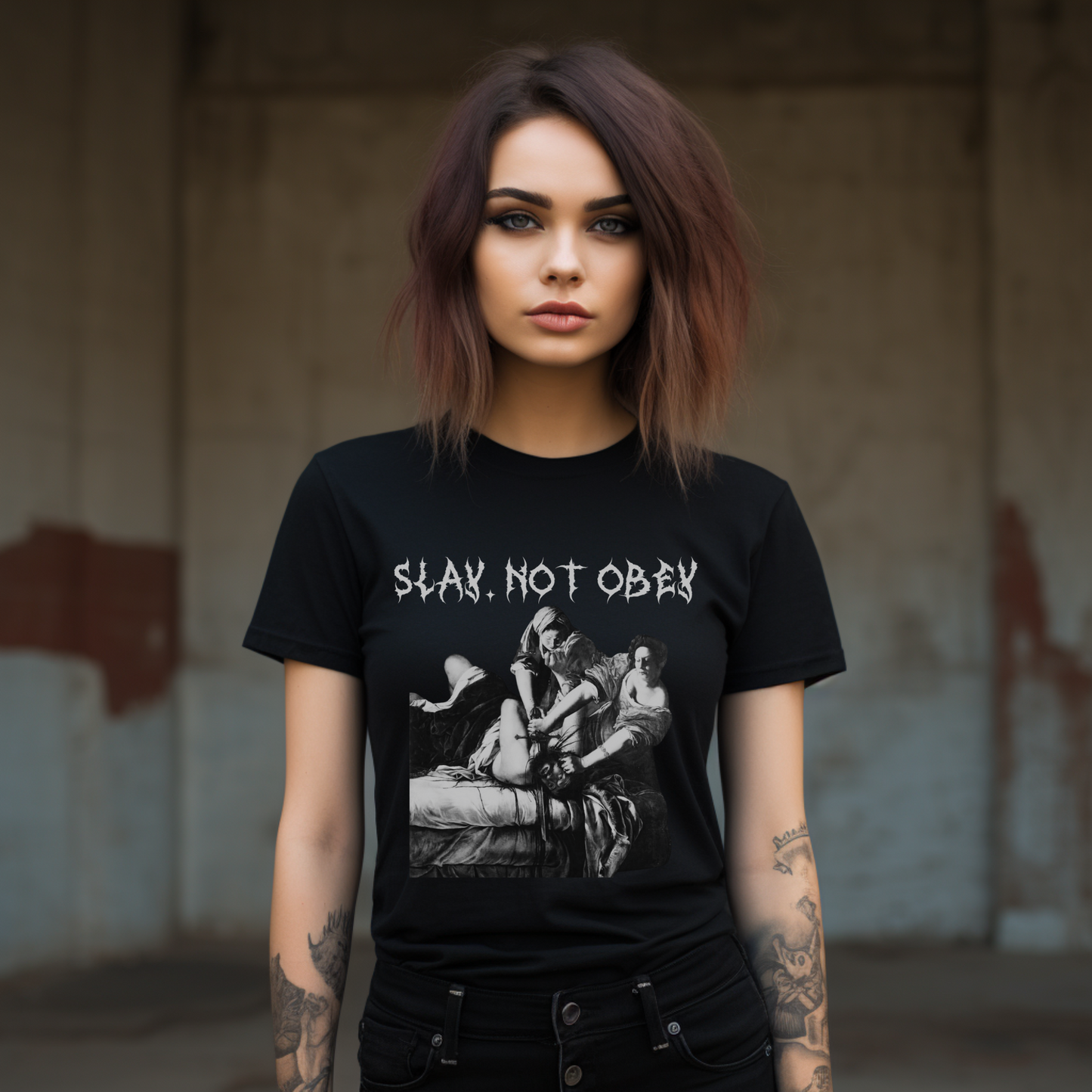 slay not obey, feminist shirt, anti patriarchy tee, judith beheading holofernes, women power tshirt, unisex top