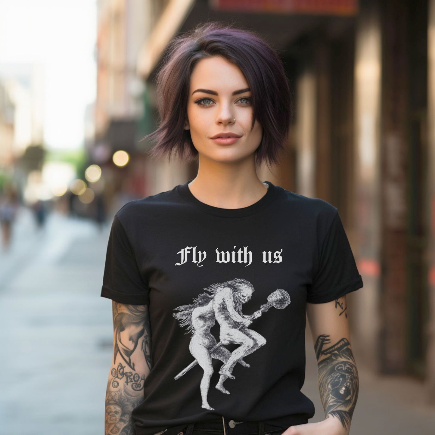 Goya Witches on the Broom Shirt, Los Caprichos Occult Graphic Tee, Dark Satirical Witchcraft Print, Unisex Gothic Top