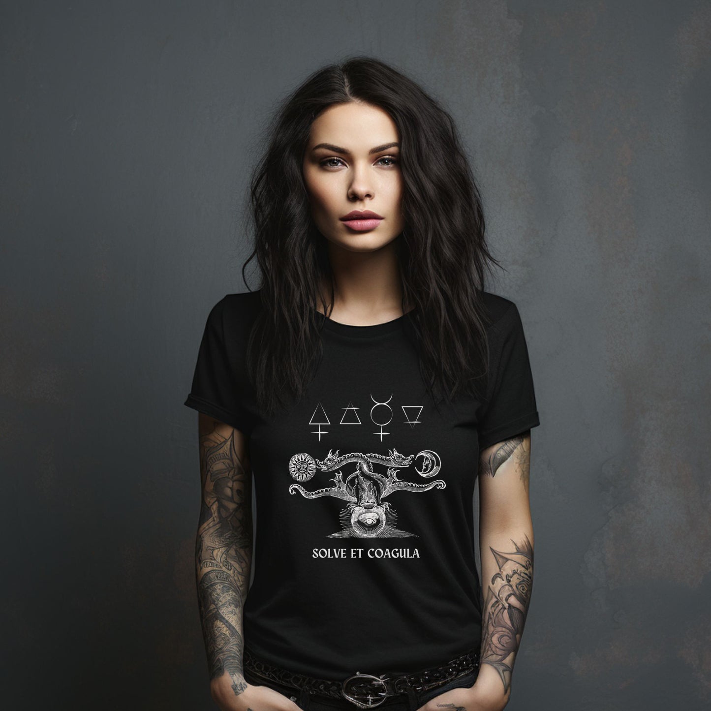solve et coagula occult double dragon alchemy t-shirt, esoteric unisex tee, hermeticism