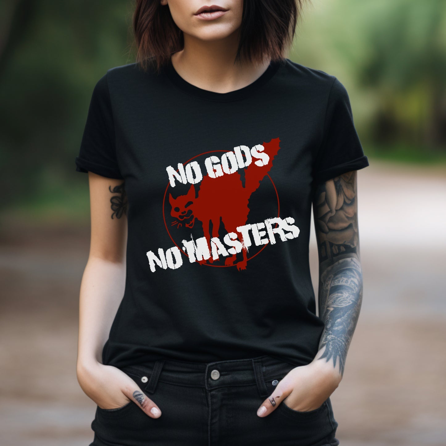 no gods no masters, anarchy print, punk tshirt, counterculture tshirt, unisex tee