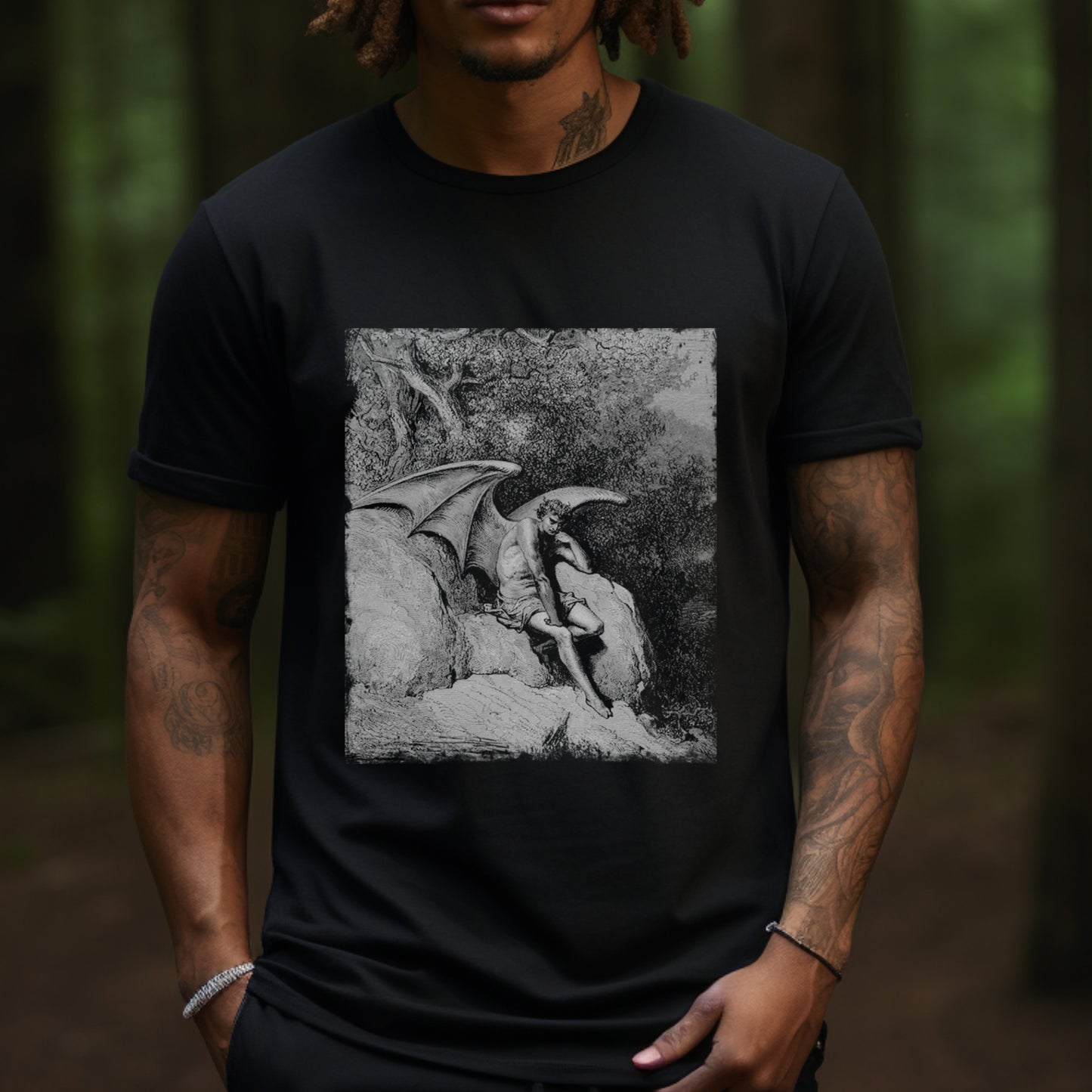 lucifer graphic t-shirt, satan print, fallen angel unisex tee, paradise lost, occult top