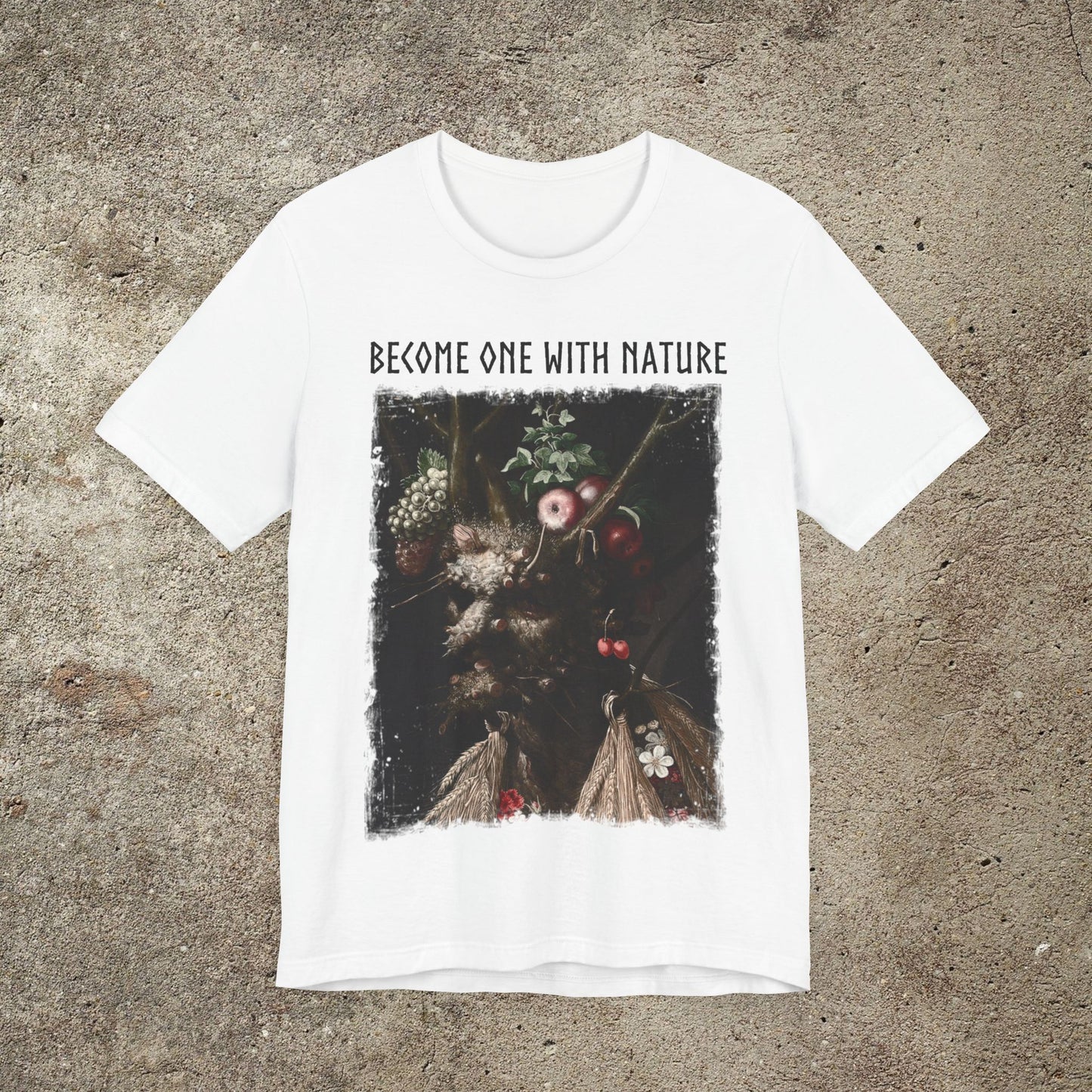Become One With Nature Graphic Print Tee, Pagan Print Unisex T-Shirt, Medieval Nature Lover Top