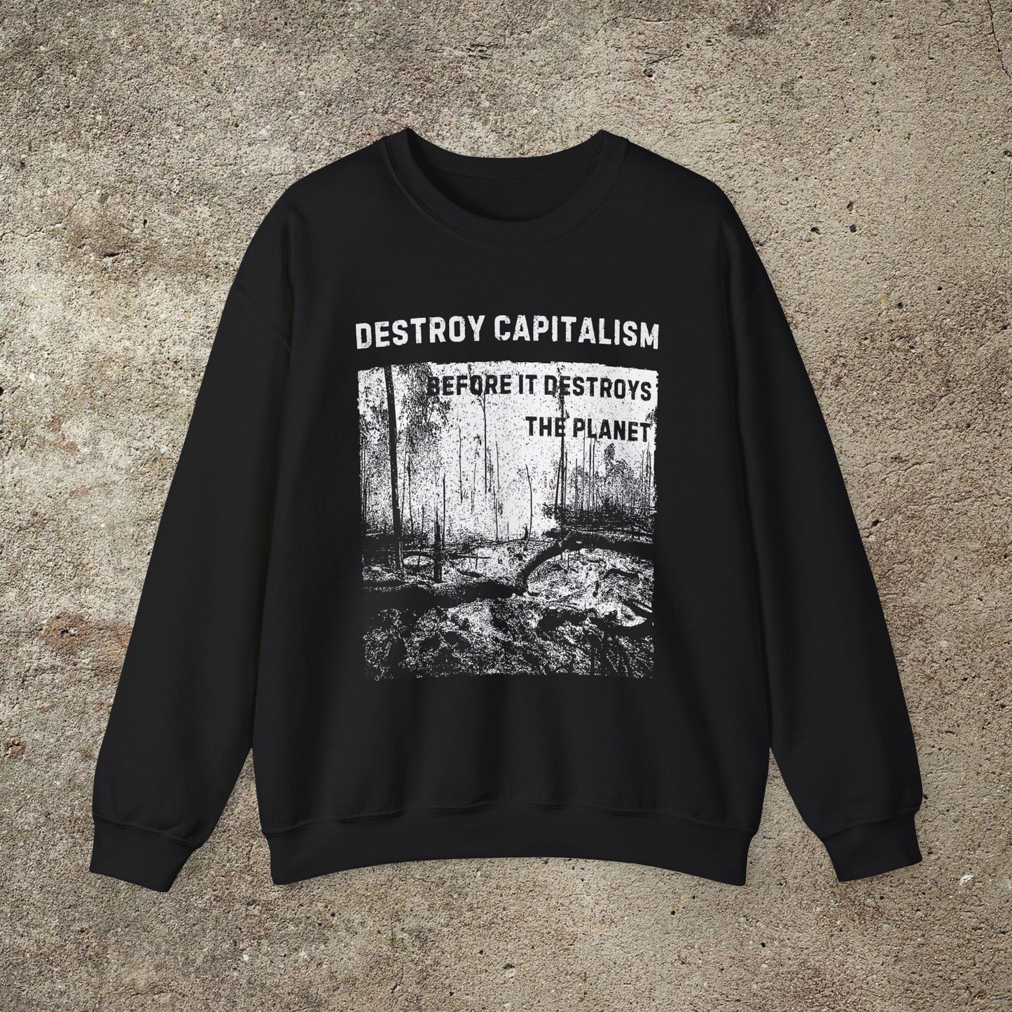 Destroy Capitalism Anarchist Sweatshirt, Green Anarchist Shirt, Anti- Capitalist Graphic Unisex Top