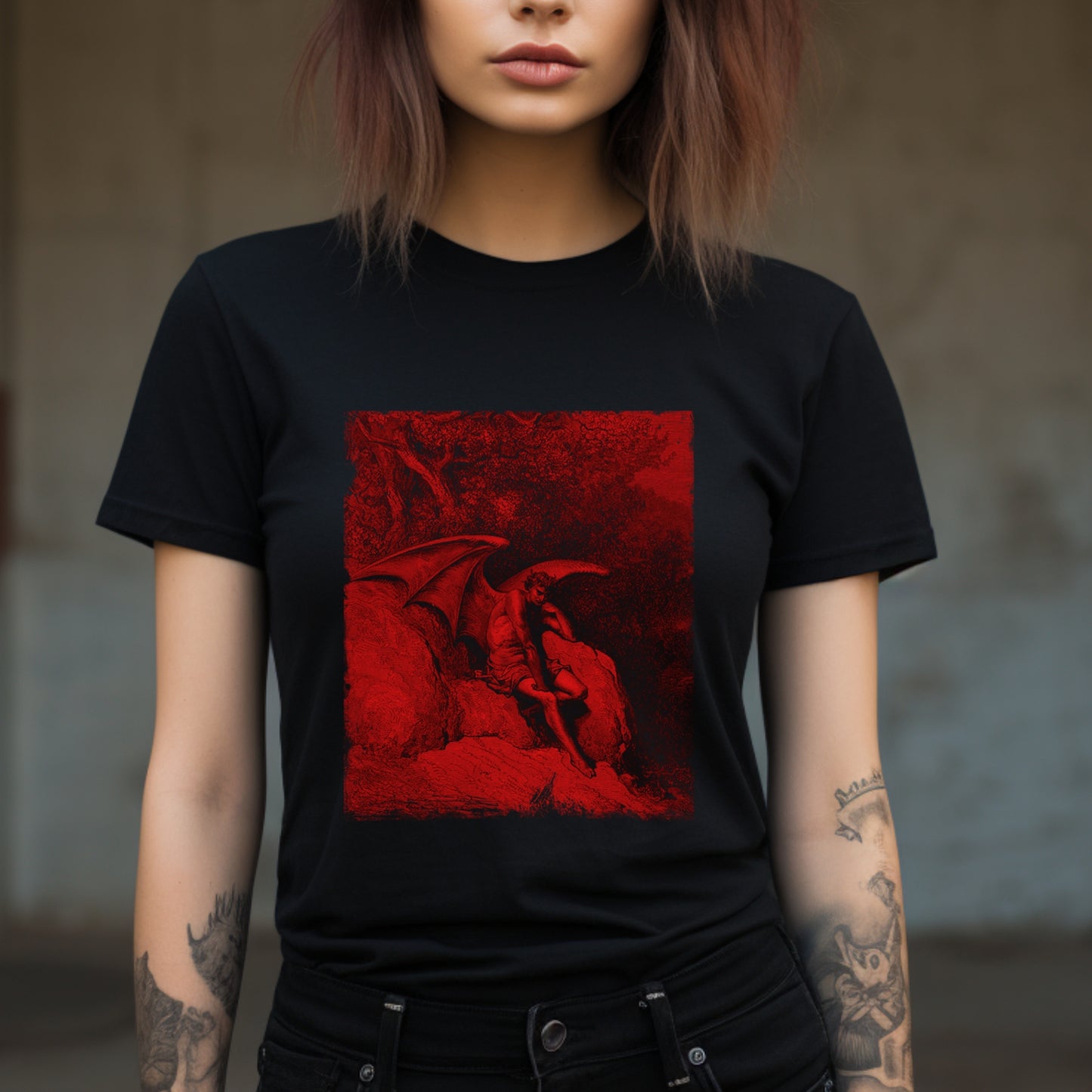 Gustave Doré Lucifer Shirt, Fallen Angel Art Tee, Paradise Lost Illustration, Gothic Occult Graphic Top, Unisex Vintage Print