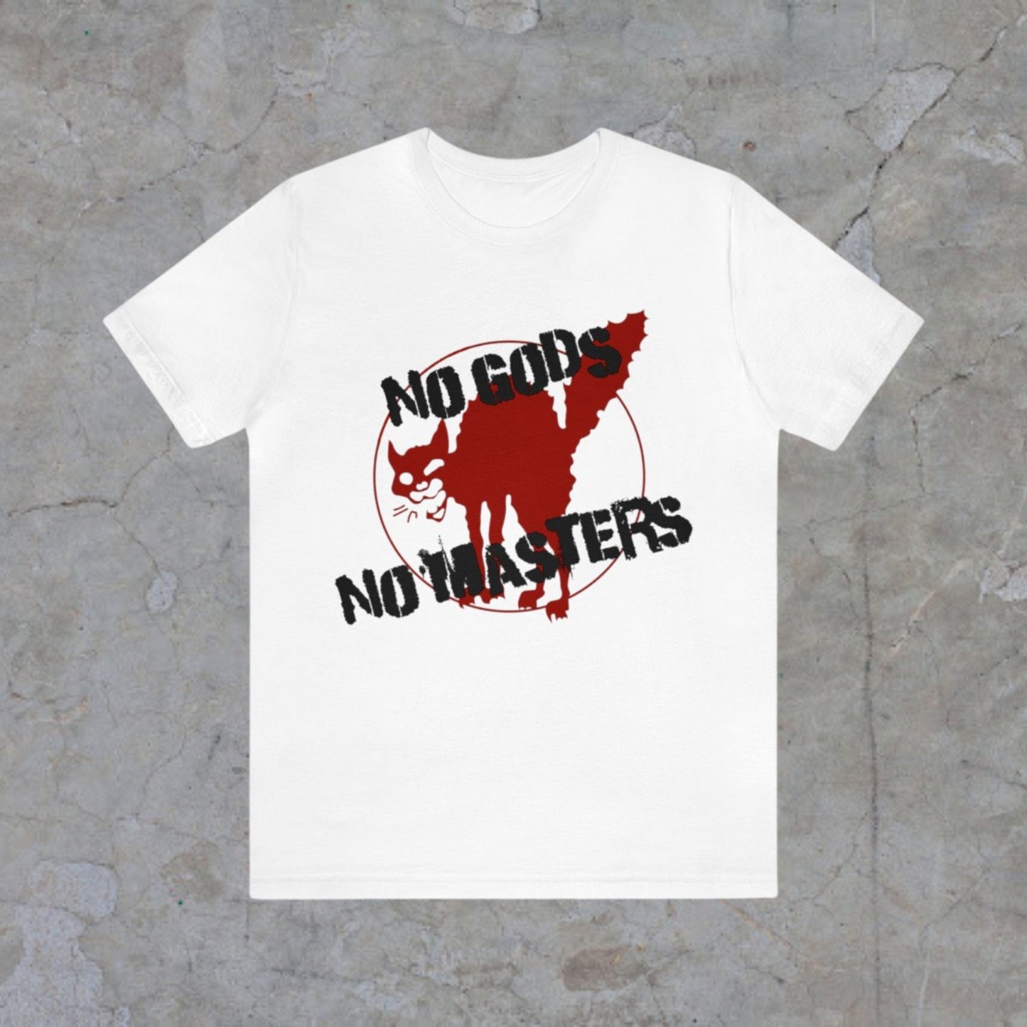 no gods no masters, anarchy print, punk tshirt, counterculture tshirt, unisex tee