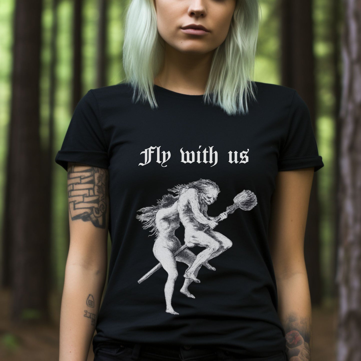 Goya Witches on the Broom Shirt, Los Caprichos Occult Graphic Tee, Dark Satirical Witchcraft Print, Unisex Gothic Top