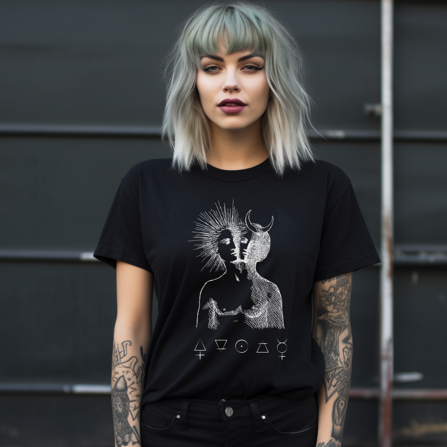 duality alchemy tshirt,  sun and moon, occult t-shirt, esoteric tee, alchemical rebis tee, hermetic shirt