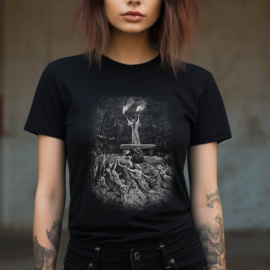 witches sabbath tshirt, la danse du sabbat top, graphic witchcraft unisex tee, occult, satanic top