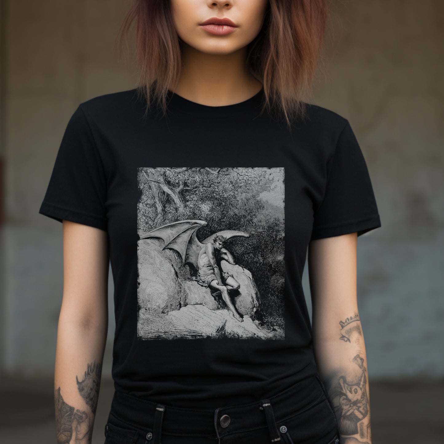 lucifer graphic t-shirt, satan print, fallen angel unisex tee, paradise lost, occult top