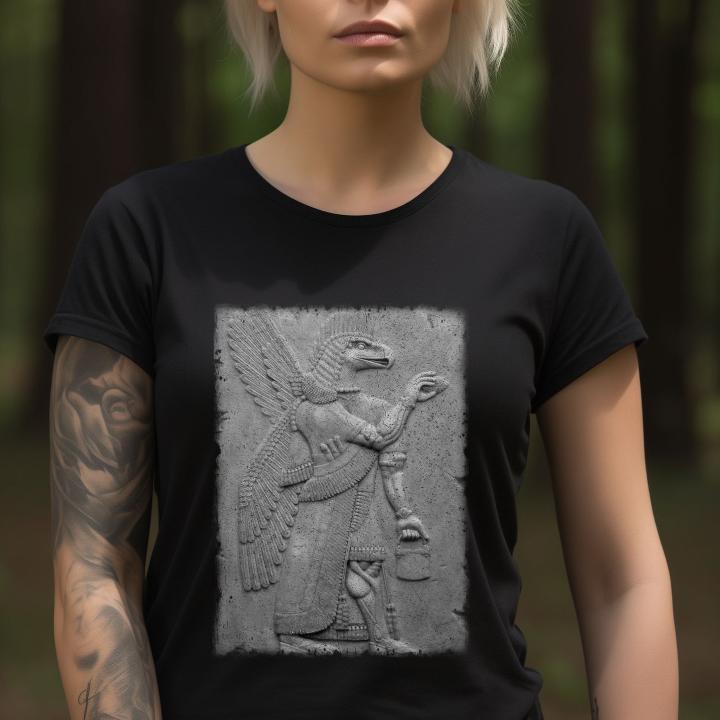 eagle headed apkallu, assyrian mythology, graphic print unisex t-shirt