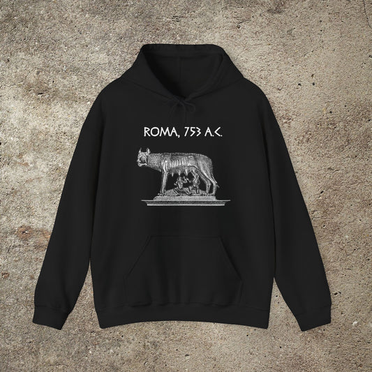 Roman Empire She Wolf Graphic Print, Mythology Print Unisex Hoodie, Romulus and Rem, Unisex Hooded Top