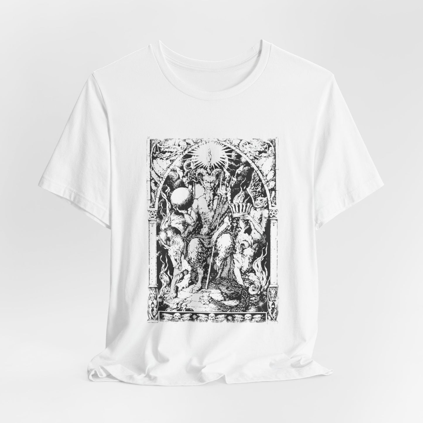 Satan Presiding on His Throne Graphic Print Tee, Occult Witchcraft Unisex T-Shirt
