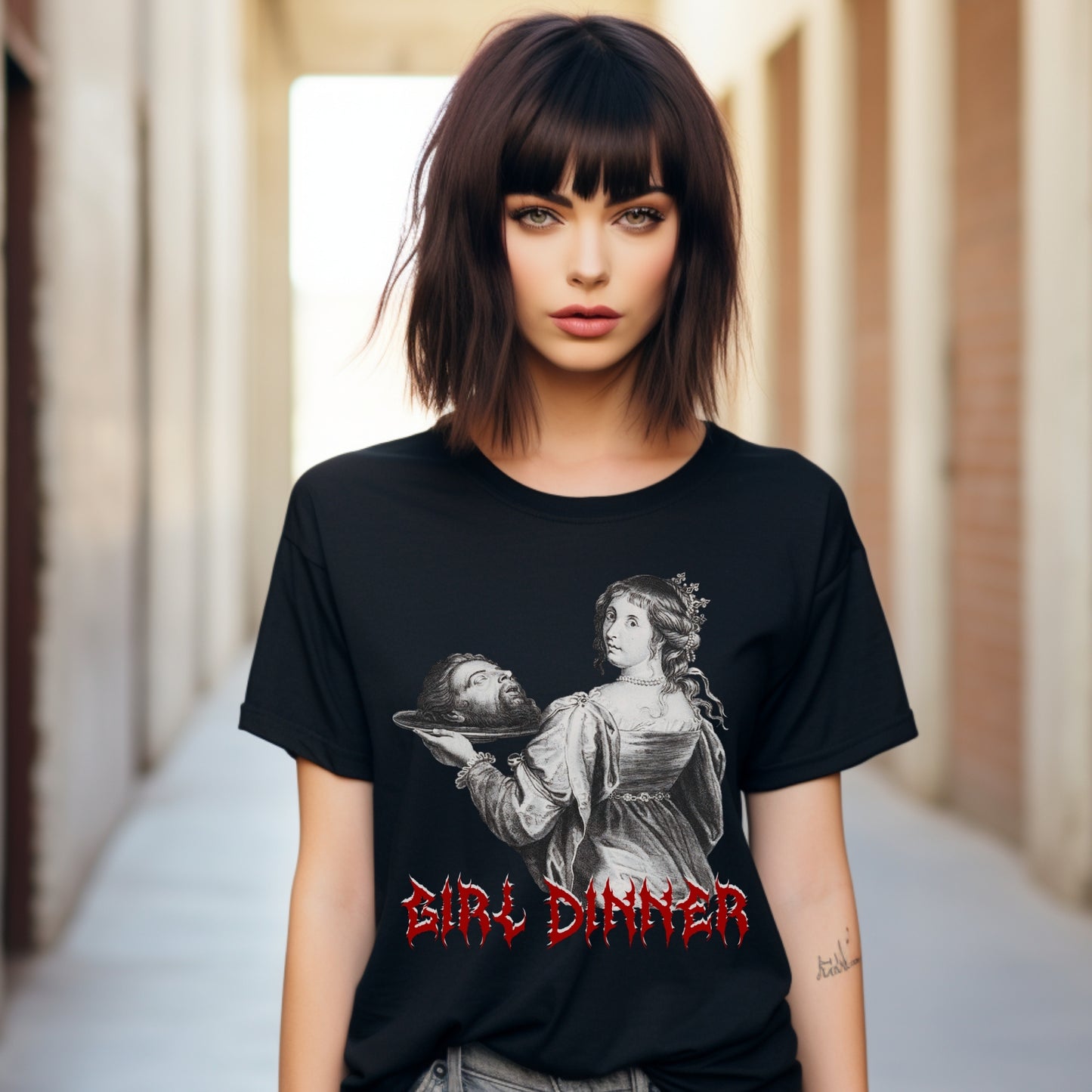 Girl Dinner T-Shirt, Sarcastic Feminist Print, Unisex Tee