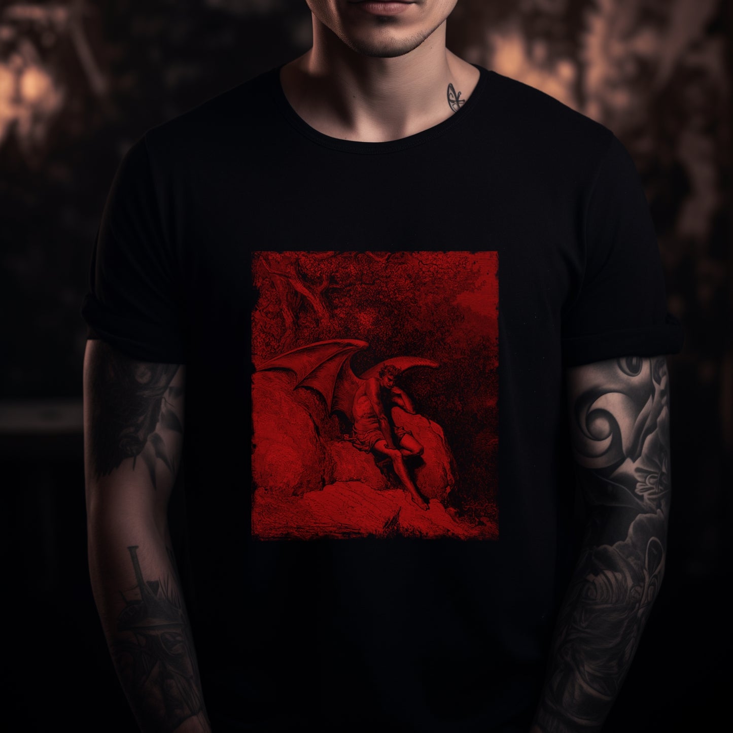 Gustave Doré Lucifer Shirt, Fallen Angel Art Tee, Paradise Lost Illustration, Gothic Occult Graphic Top, Unisex Vintage Print