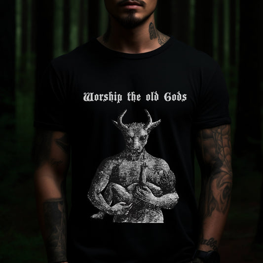 worship the old gods, moloch, baal, human sacrifice t-shirt, pagan, occult