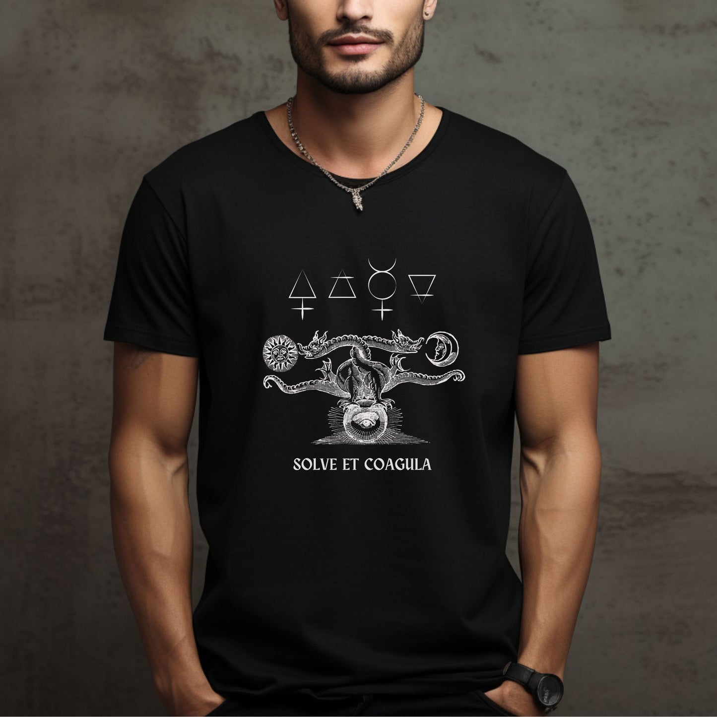 solve et coagula occult double dragon alchemy t-shirt, esoteric unisex tee, hermeticism