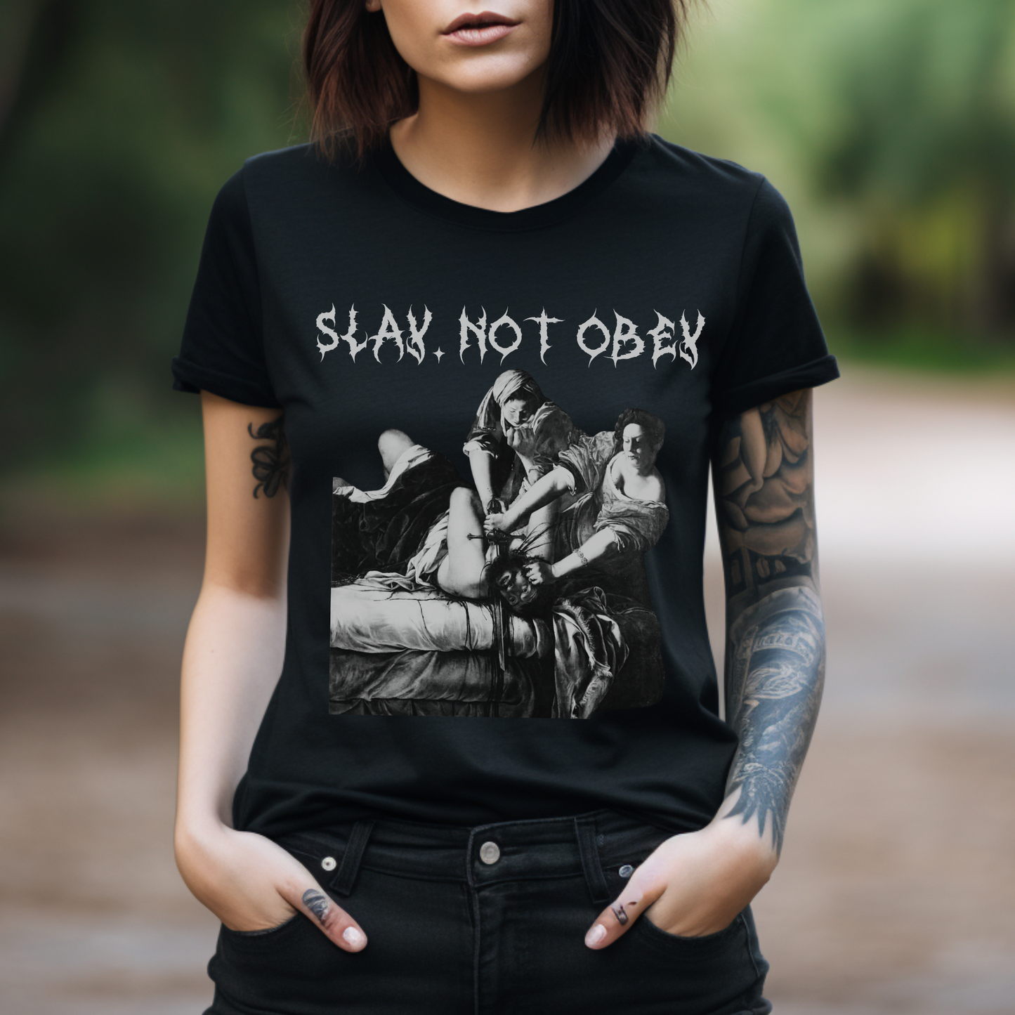 slay not obey, feminist shirt, anti patriarchy tee, judith beheading holofernes, women power tshirt, unisex top