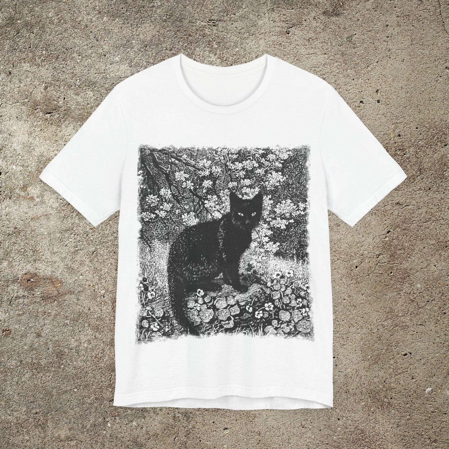 Black Cat, The Witch, Vintage Engraving Graphic Print, Occult Witchy Unisex Top, Cat Lover Print Tee