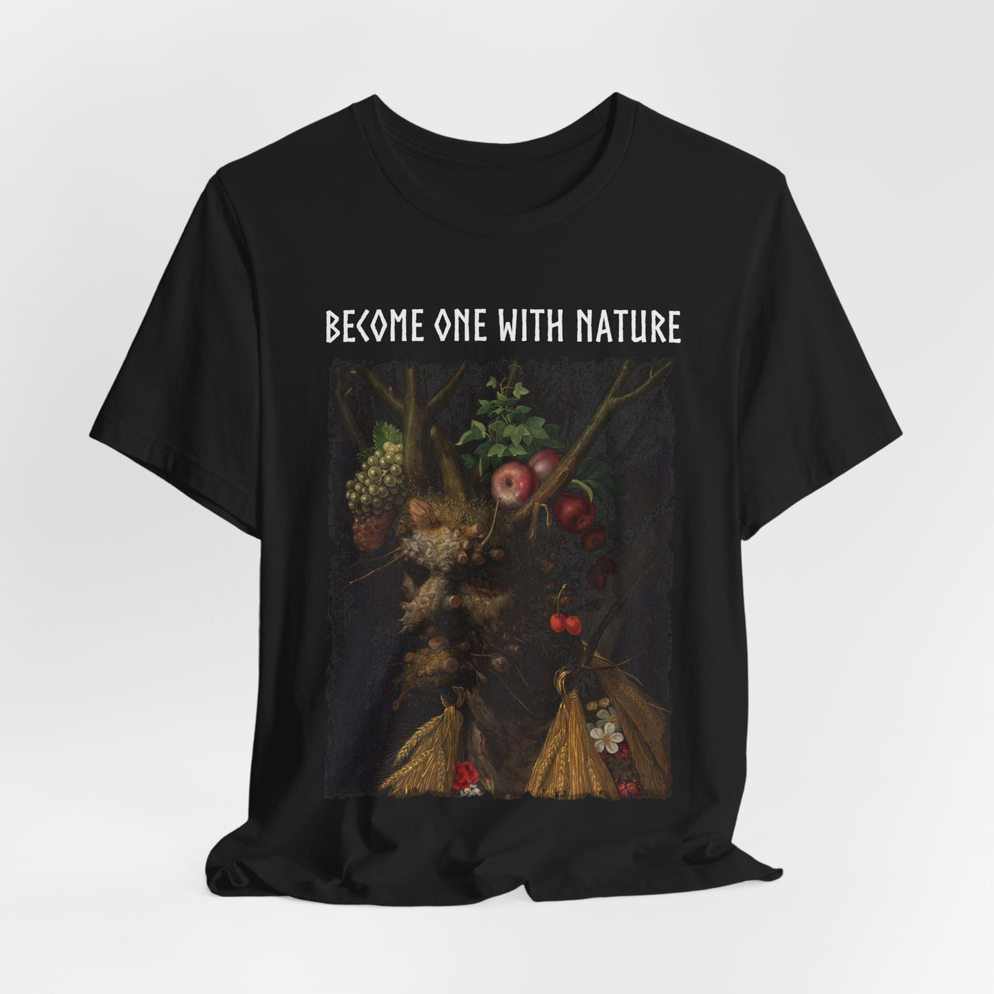 Become One With Nature Graphic Print Tee, Pagan Print Unisex T-Shirt, Medieval Nature Lover Top