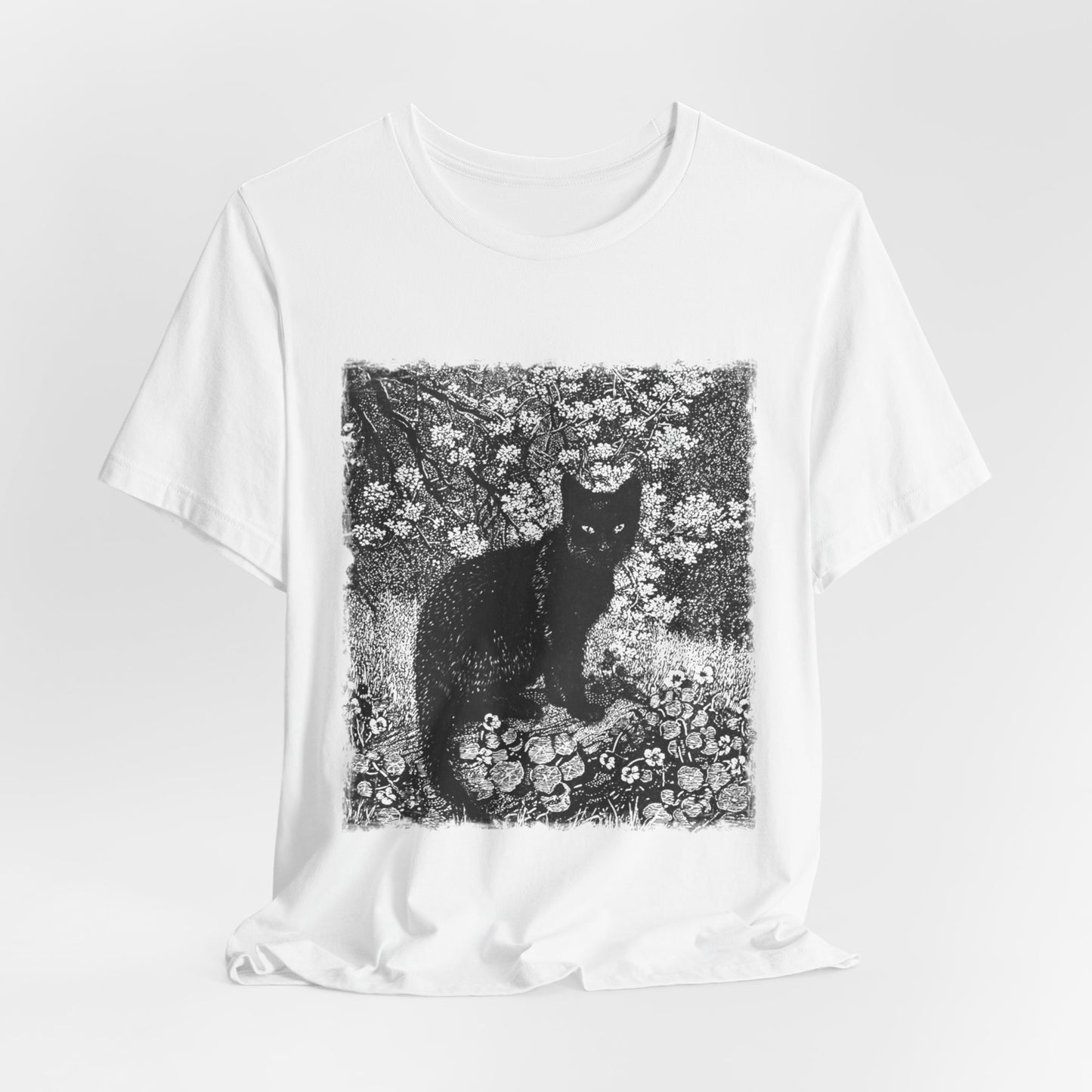 Black Cat, The Witch, Vintage Engraving Graphic Print, Occult Witchy Unisex Top, Cat Lover Print Tee