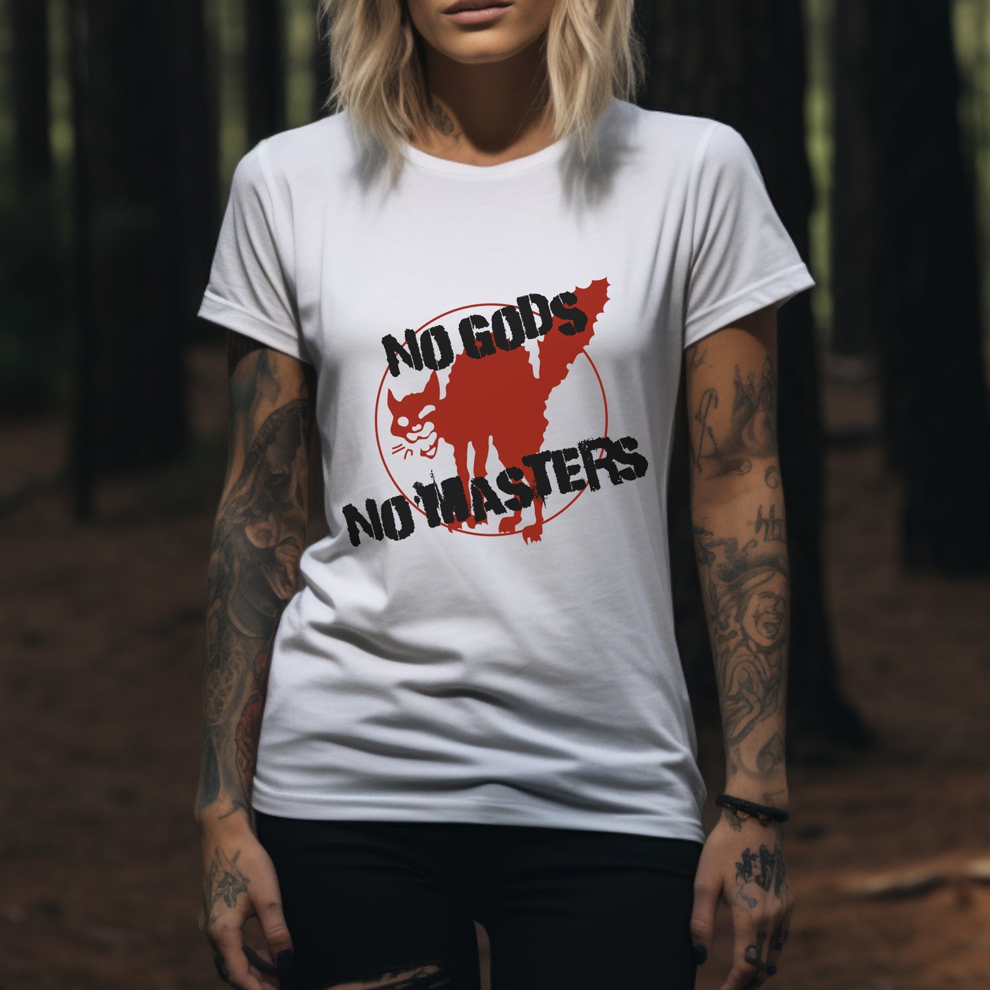 no gods no masters, anarchy print, punk tshirt, counterculture tshirt, unisex tee