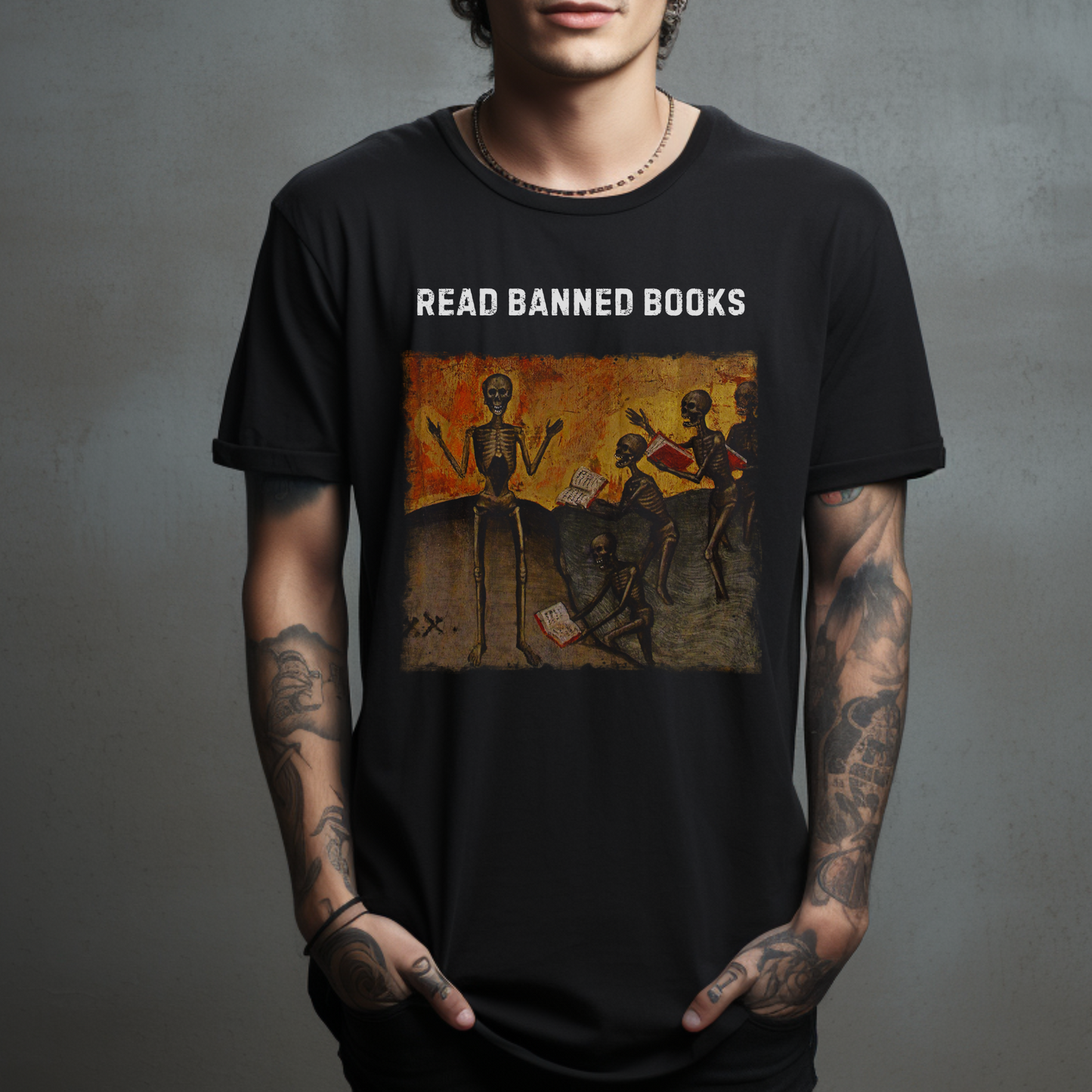 Read Banned Books, Medieval Graphic Print, Gothic Unisex Tee