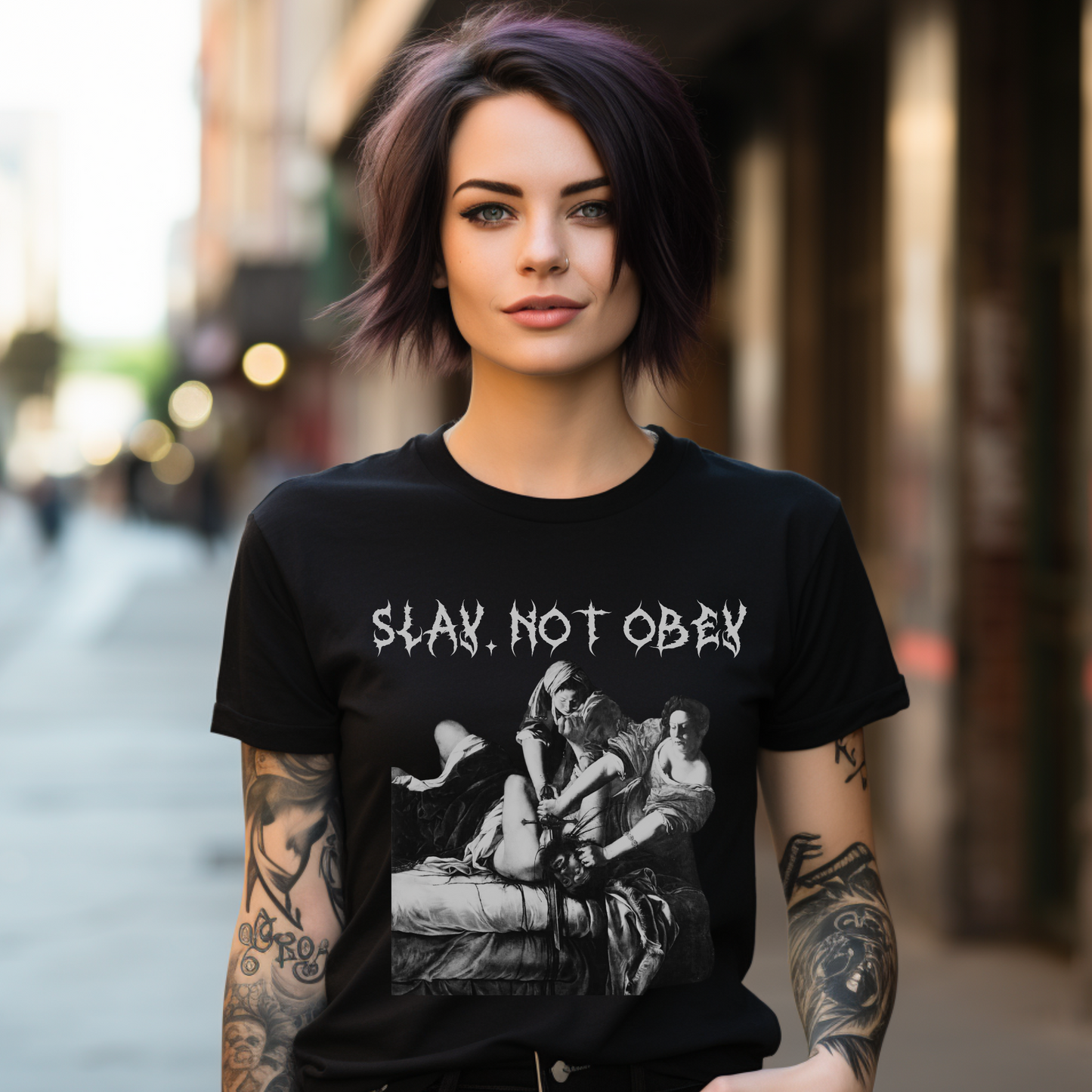 slay not obey, feminist shirt, anti patriarchy tee, judith beheading holofernes, women power tshirt, unisex top