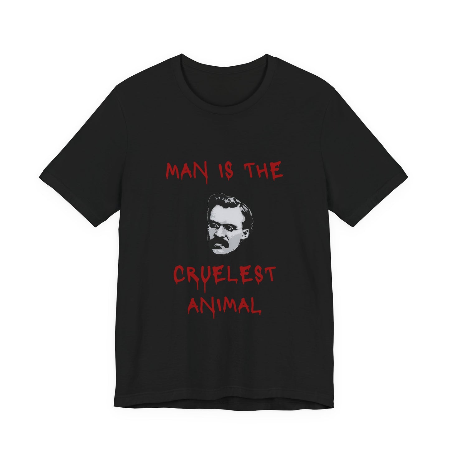 nietzsche t-shirt, philosophy shirt, nihilist top, man is the crulest animal, unsiex top