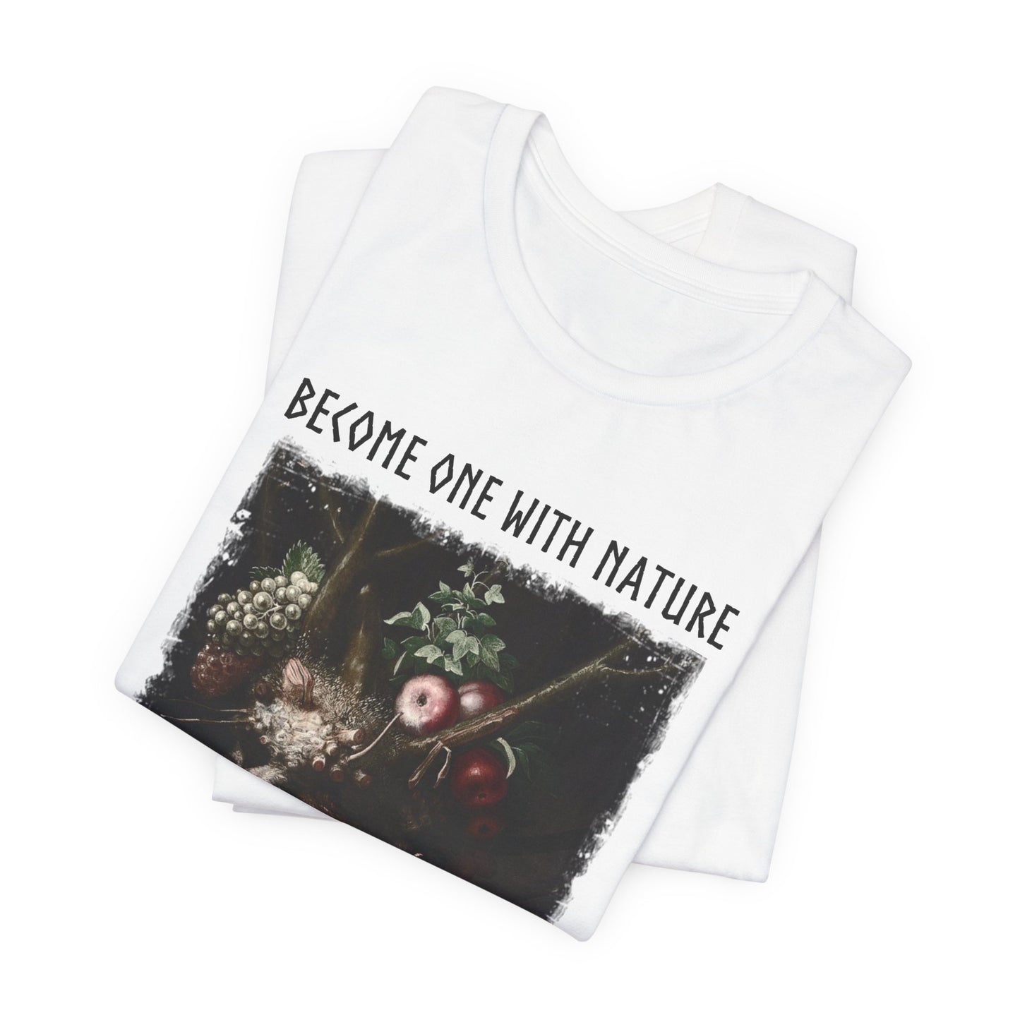 Become One With Nature Graphic Print Tee, Pagan Print Unisex T-Shirt, Medieval Nature Lover Top