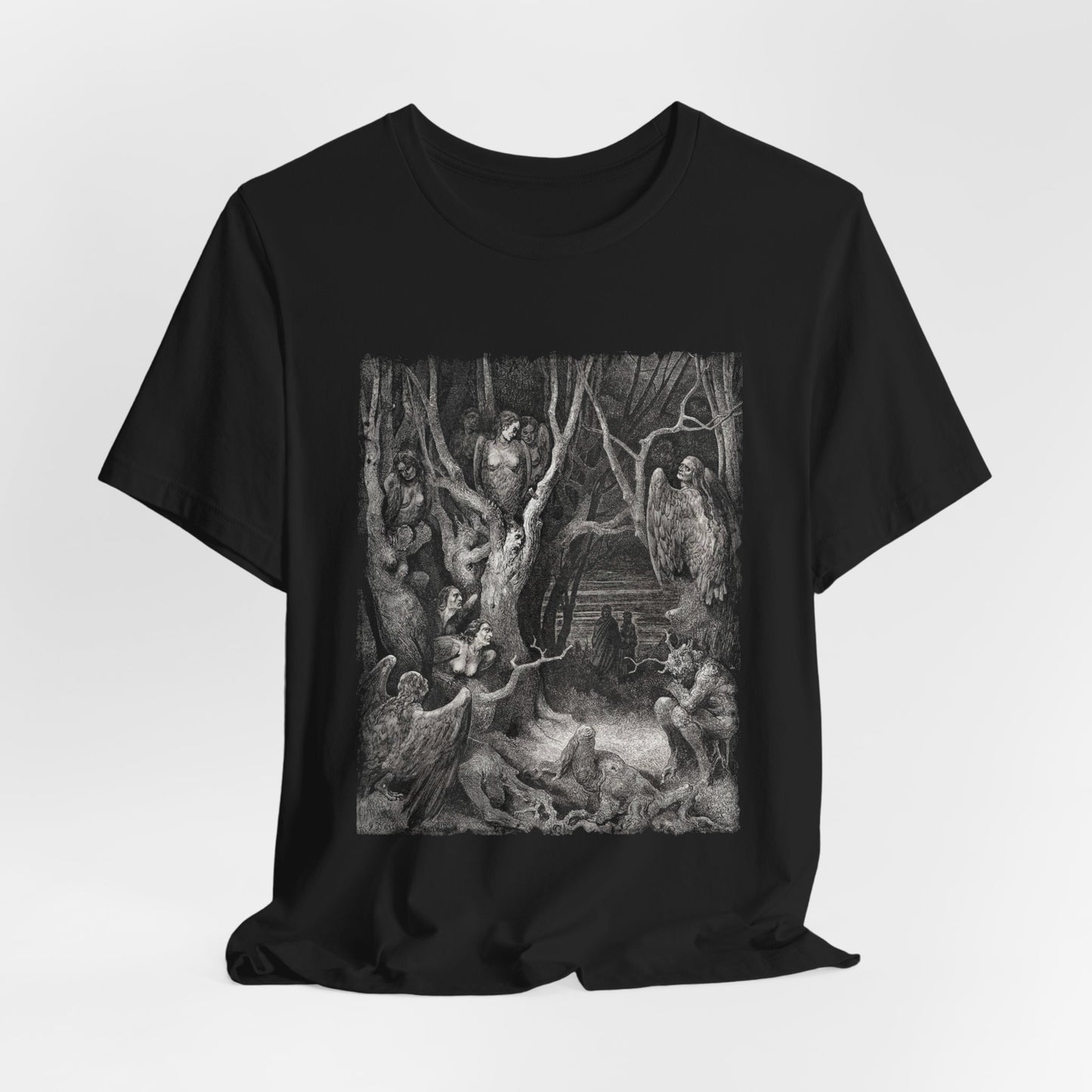 Dante Inferno Occult Graphic Print Top, Unisex T-Shirt, Gustav Dore Vintage Illustration Print Tee, Forest of Suicides