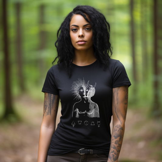 duality alchemy tshirt,  sun and moon, occult t-shirt, esoteric tee, alchemical rebis tee, hermetic shirt